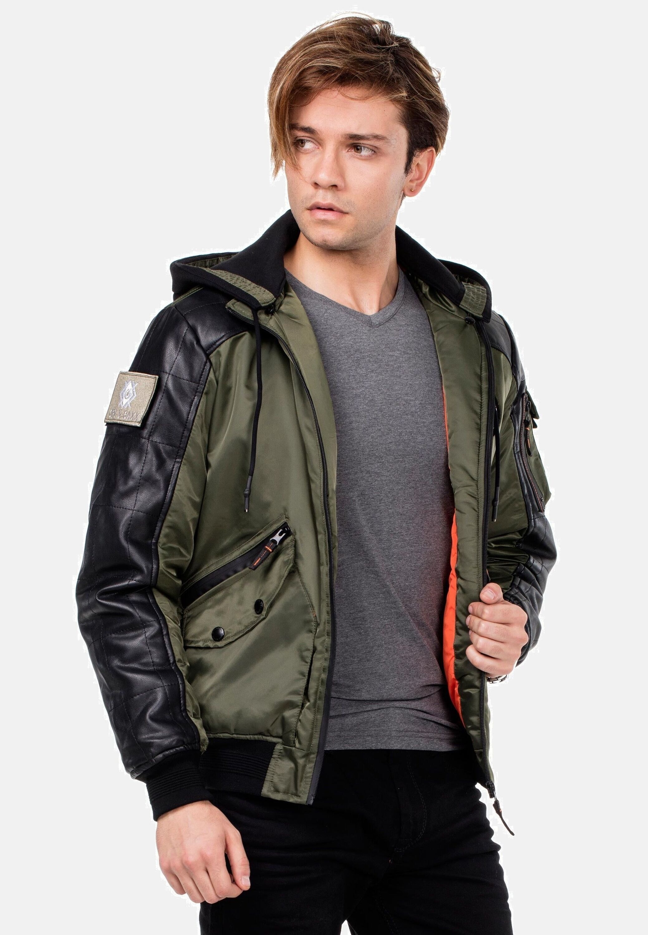 Cipo & Baxx Bomberjacke »Jacke« mit Kapuze mit abnehmbarer Kapuze, CM-134