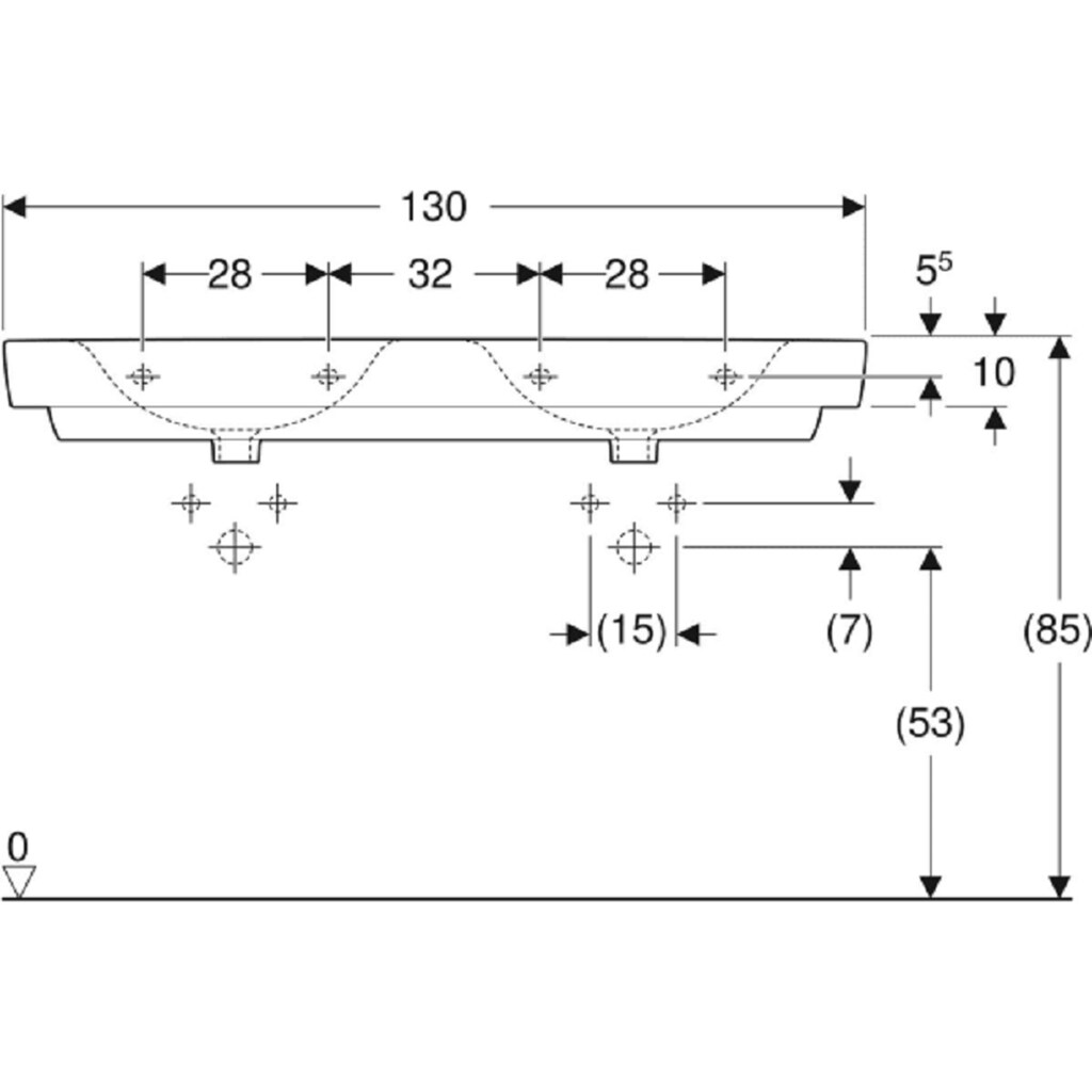 Technik & Freizeit Bad & Sanitär GEBERIT Doppelwaschtisch »Renova Plan«, (1 St.), BxT: 130x48 cm, mit KeraTect Beschichtung Technik & Freizeit Bad & Sanitär GEBERIT Doppelwaschtisch »Renova Plan«, (1 St.), BxT: 130x48 cm, mit KeraTect Beschichtung