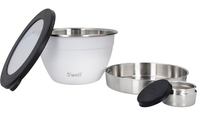 Salatschüssel »S'well Calacatta Gold Salad Bowl Kit, 1.9L«, 3 tlg., aus Edelstahl