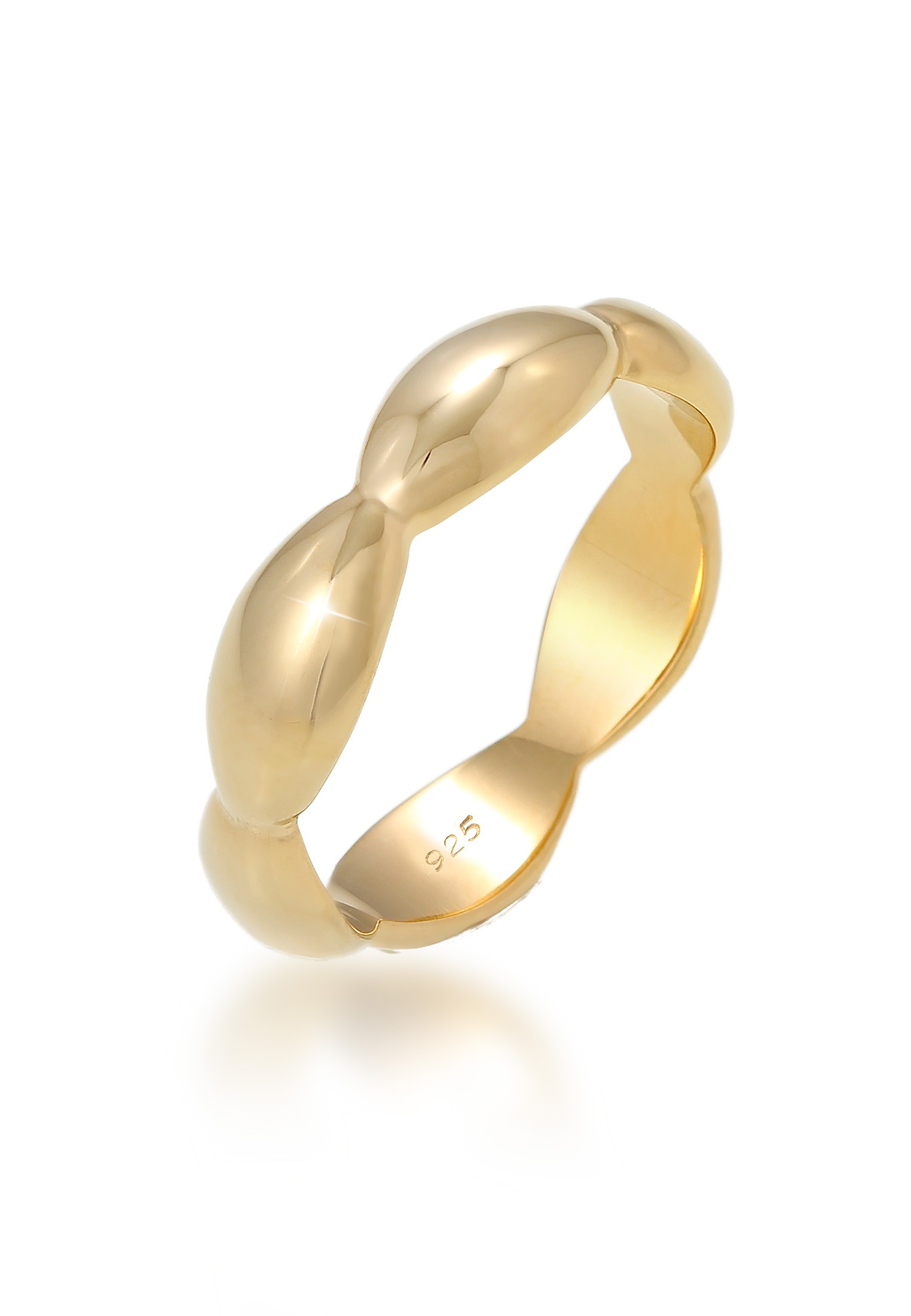Fingerring ELLI "Oval Unendlich Trend 925 Silber" Gr. 52, gold, Fingerringe, Damen, 52mm, ohne Stein, Silber 925 (Sterlingsilber), Fingerring