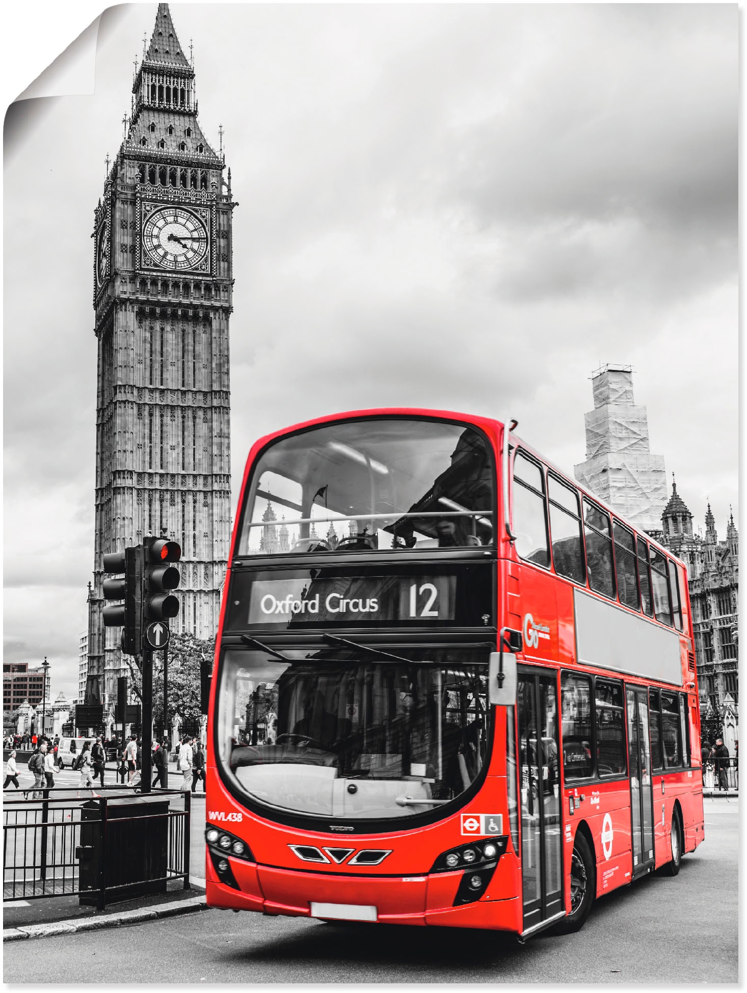 Artland Wandbild "London Bus und Big Ben", Gebäude, (1 St.), als Leinwandbild, Poster in verschied. Größen