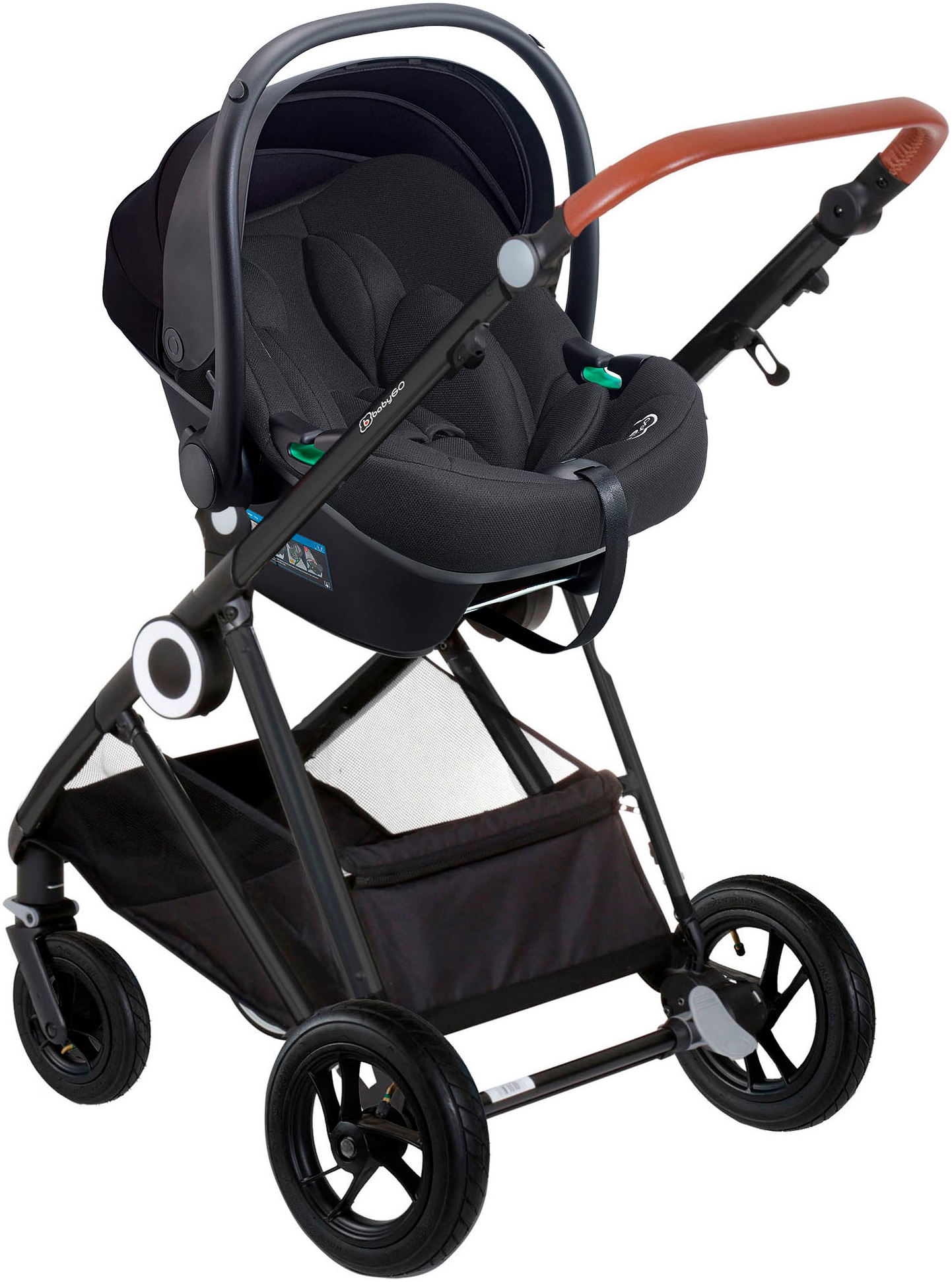 BabyGo Kombi-Kinderwagen »Halime AIR 3in1«, mit Luftreifen, inkl. Babywanne, Babyschale, Regenhaube & Wickeltasche