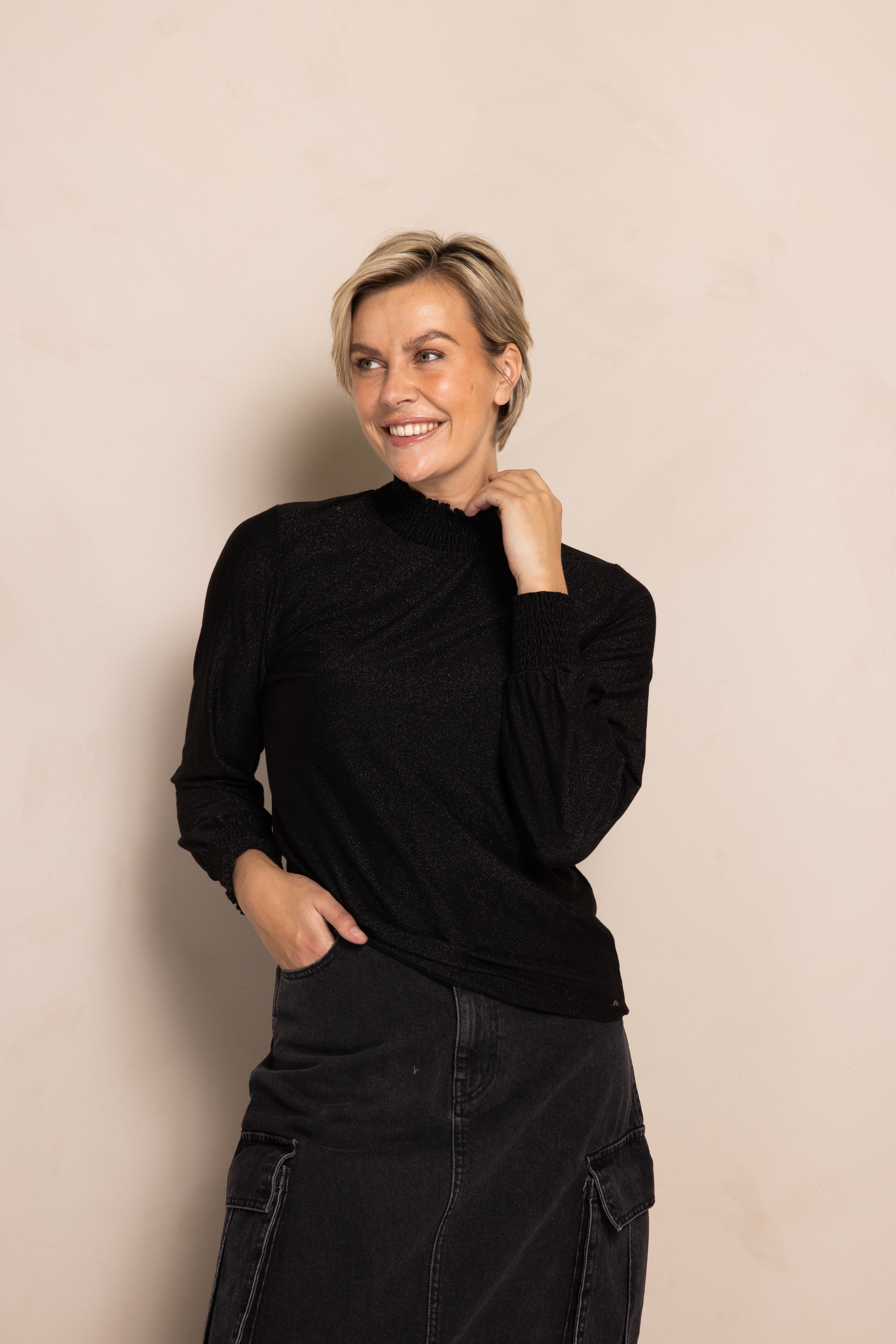 Zhrill Stehkragenshirt "ZHVEZNA" Regular Fit, ohne Verschluss, mit Stehkragen