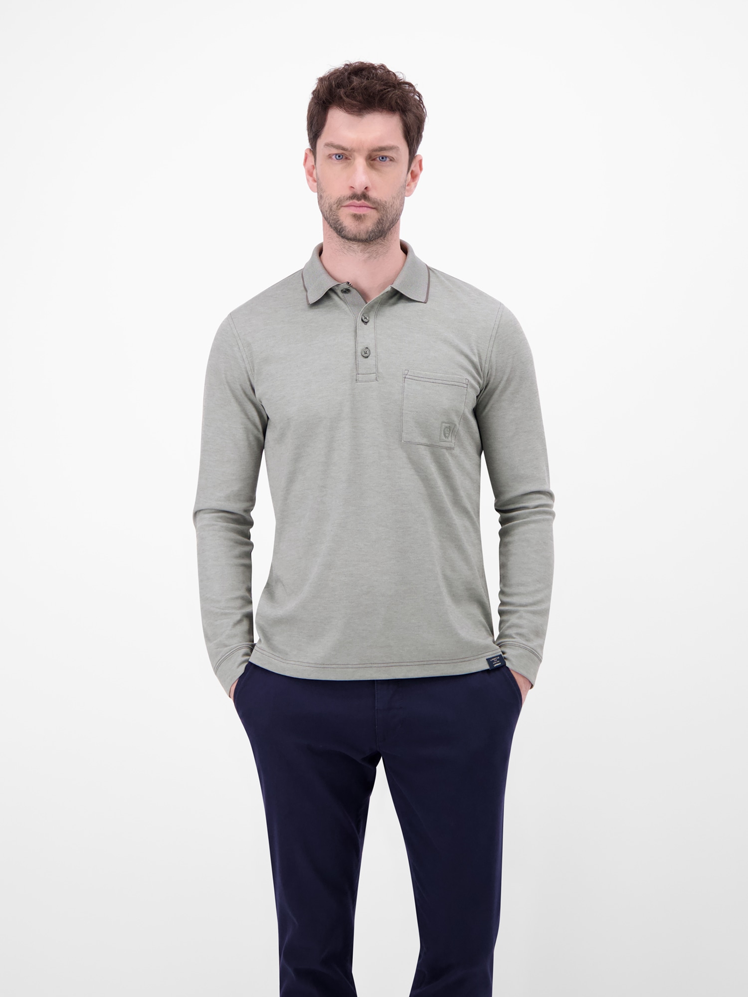 LERROS Sweatshirt "Langarm Polo mit Brusttasche aus Baumwollmix"