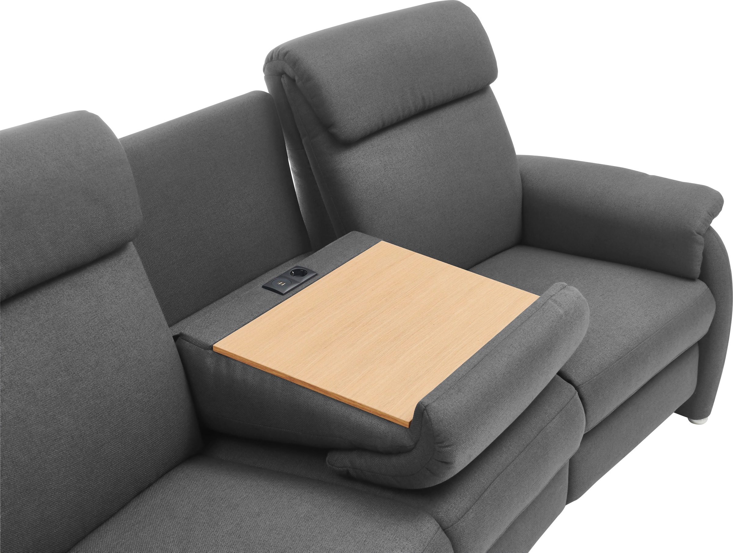 Home affaire 3-Sitzer »Turin mit Steckdose und USB-Port auch in Easy care-Bezug«, 2 x vollmotorische Relaxfunktion, herunterklappbarer Tisch