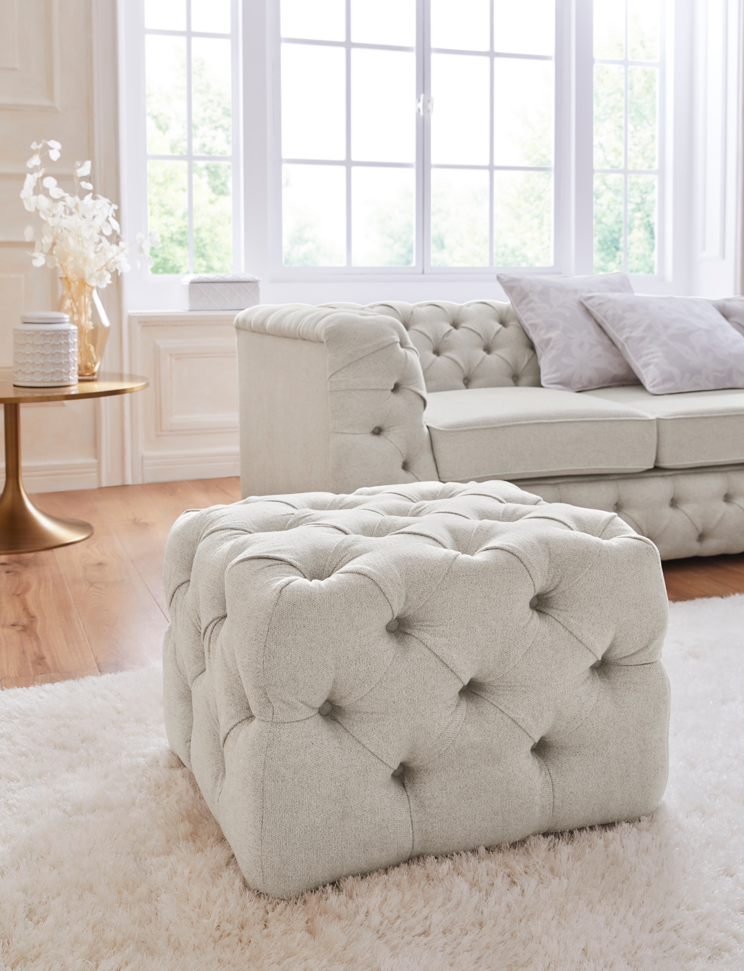 Home affaire Polsterhocker "Kalina", mit klassischer Chesterfield-Knopfheft günstig online kaufen