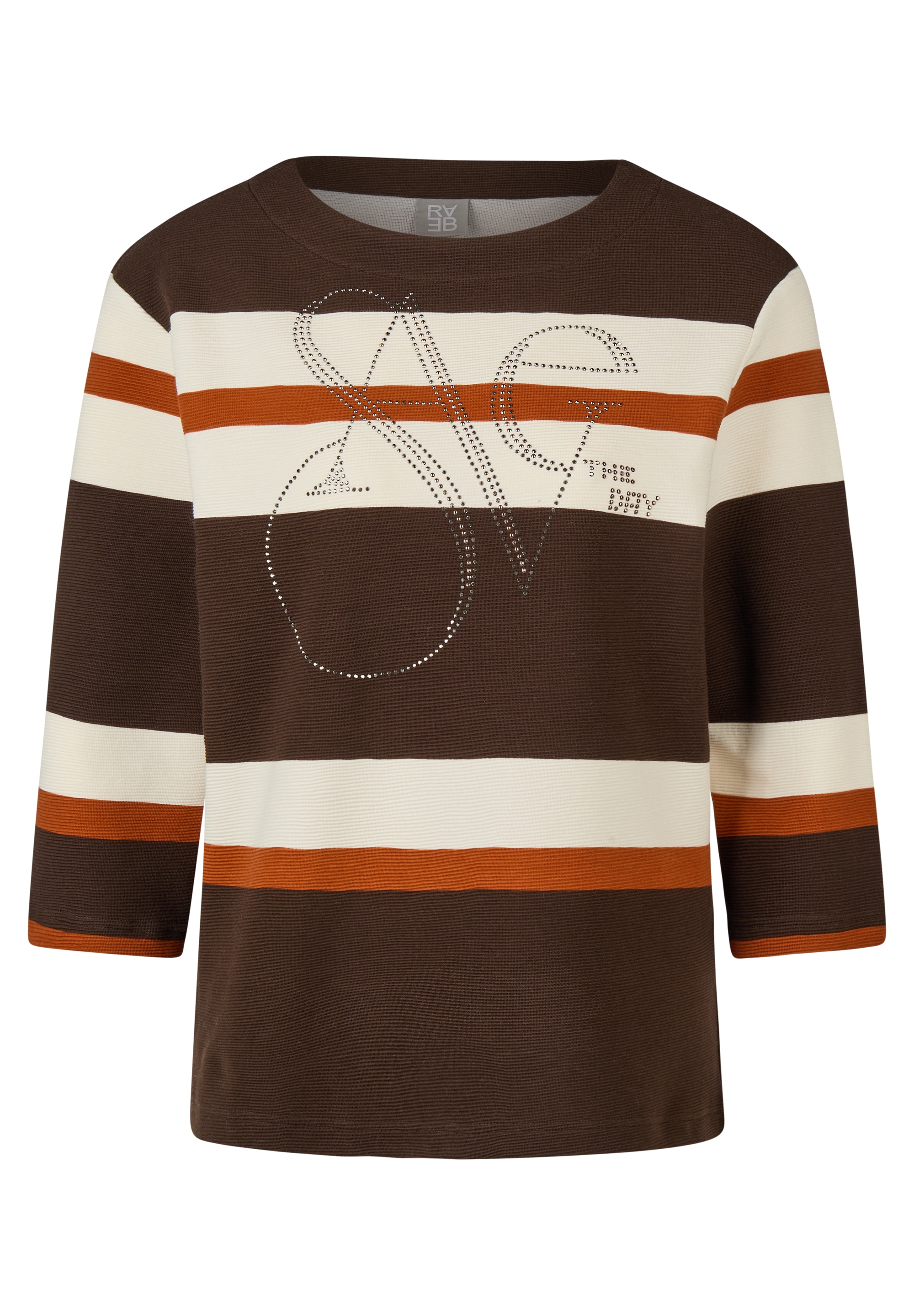 Rabe 3/4-Arm-Shirt mit Streifenmuster und Glitzer-Wording