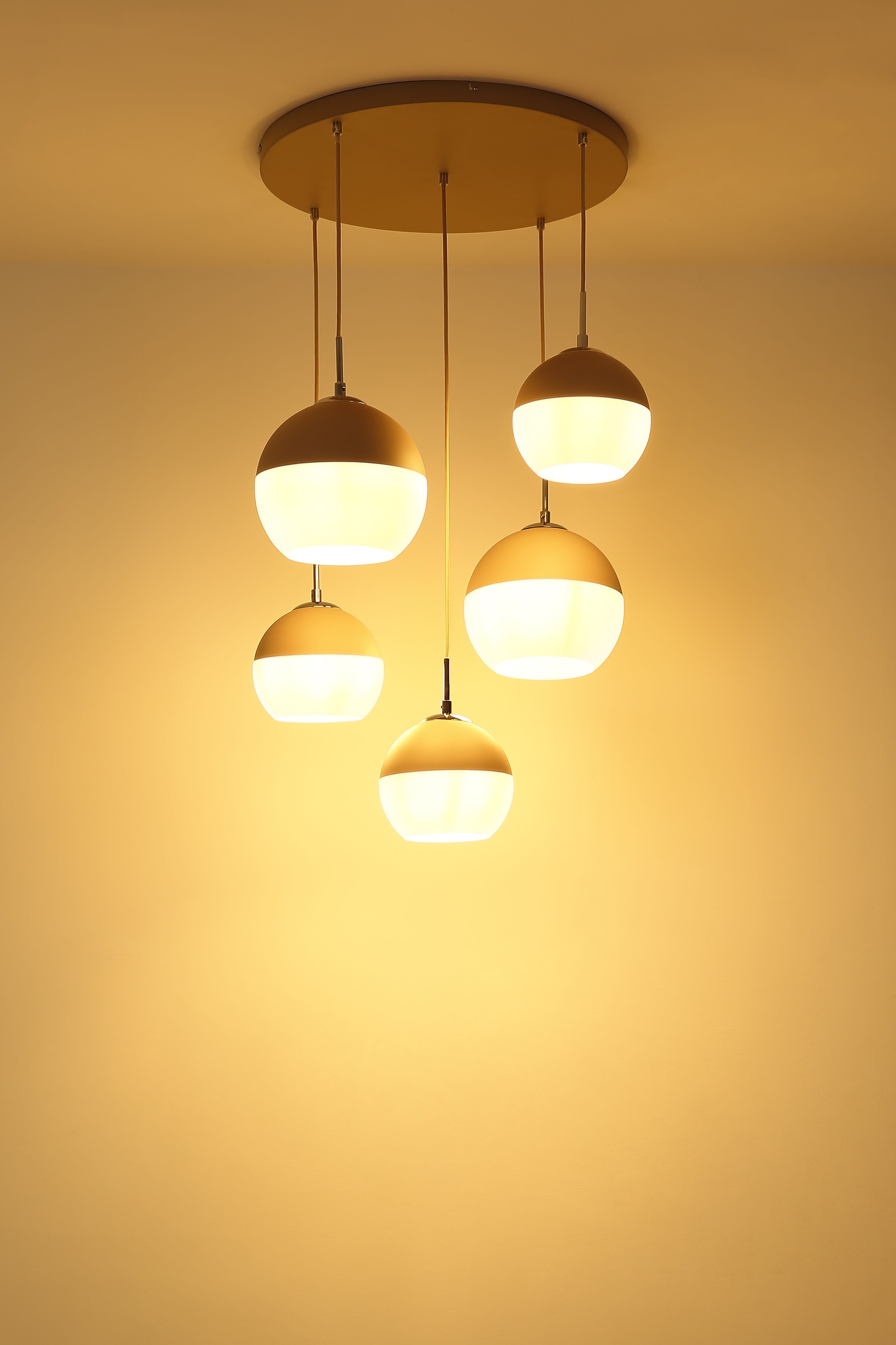 GLOBO LIGHTING Hängeleuchte »RAGUSA« E27 1 Stk. sandfarbene Pendelleuchte, Mix-Glaskugeln, E27, höhenkürzbar