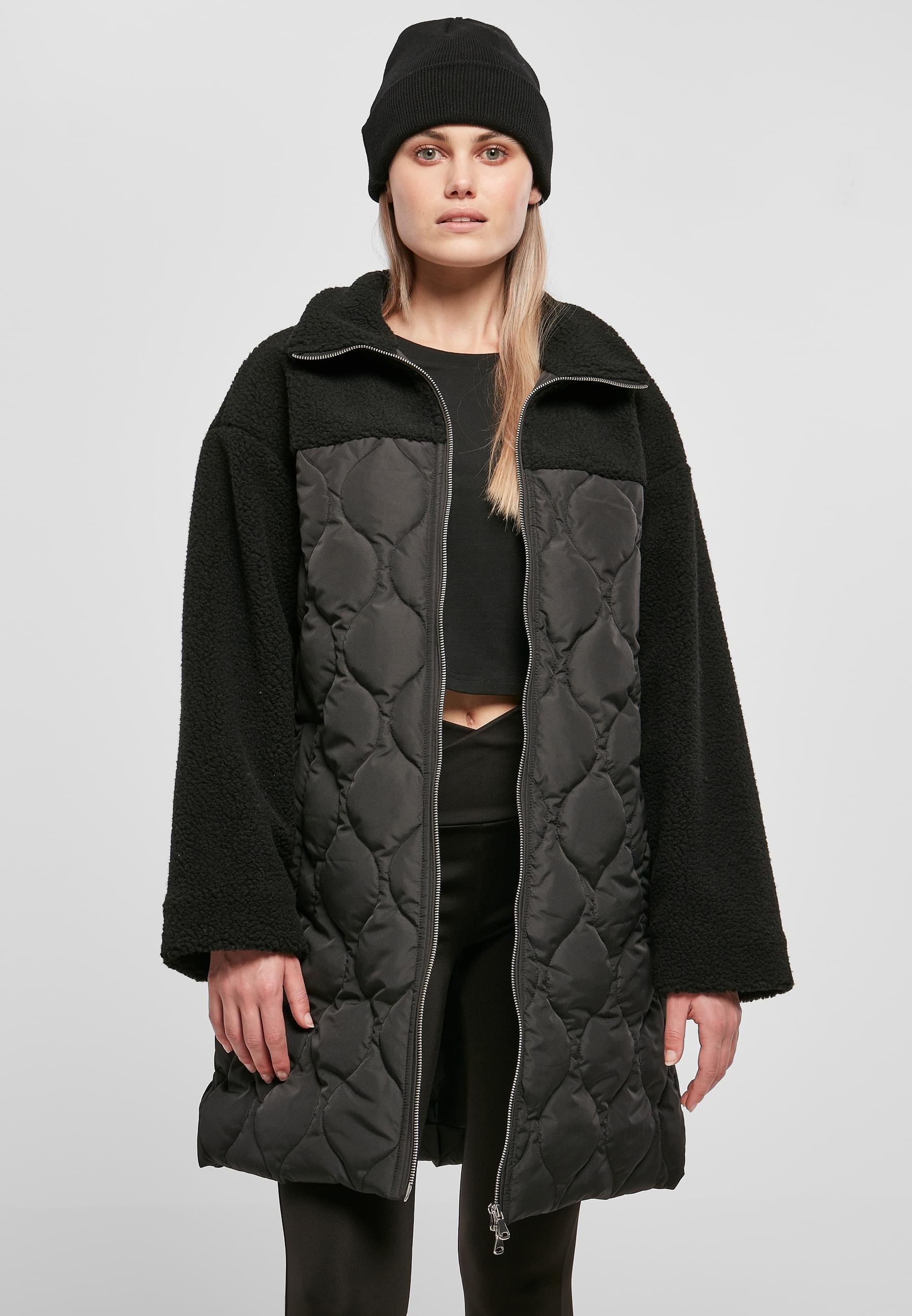 URBAN CLASSICS Winterjacke »Urban Classics Damen Ladies Oversized Sherpa Quilted Coat«, (1 St.), ohne Kapuze