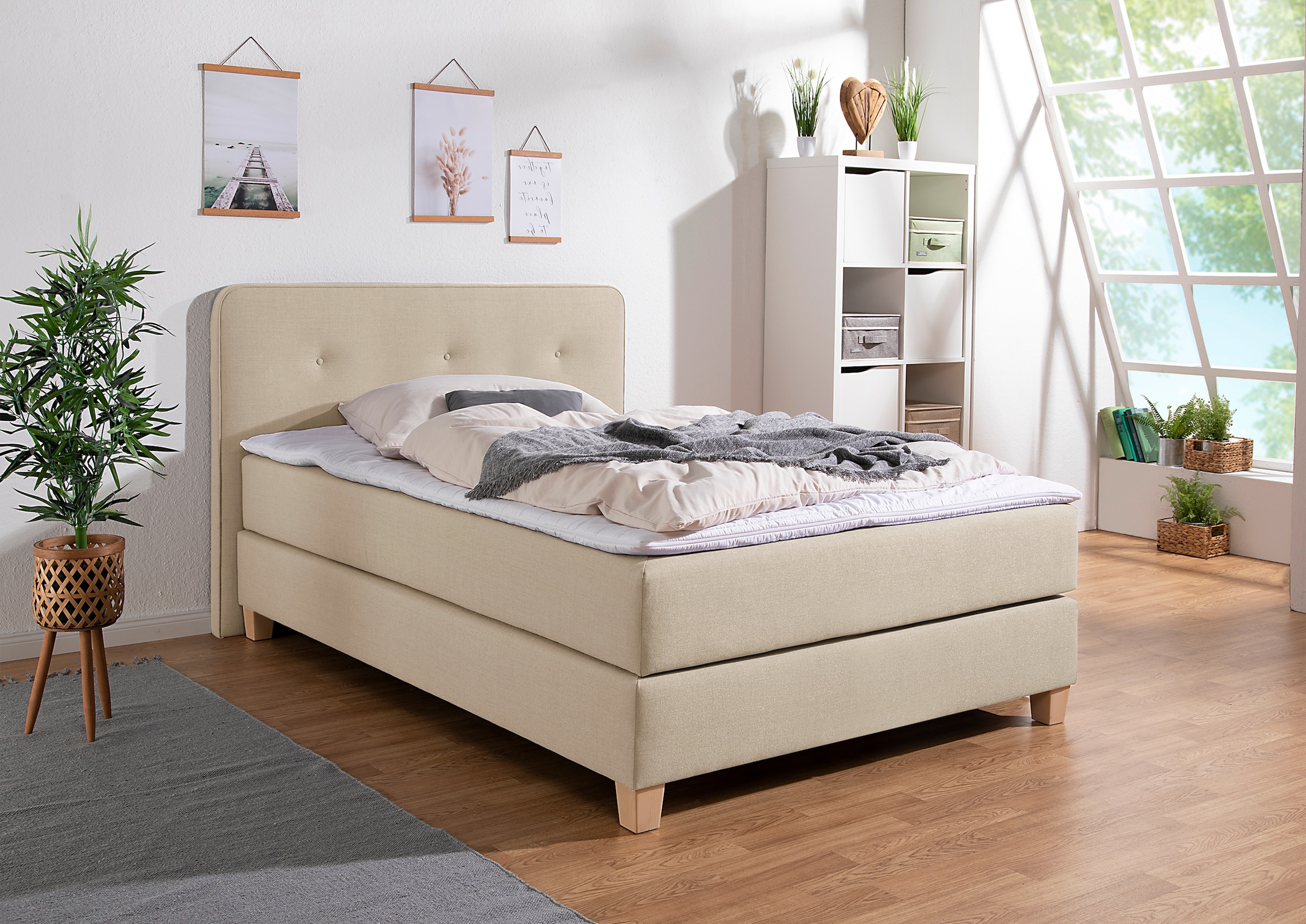 Home affaire Boxspringbett "Fargo", inkl. Topper, in 3 Matratzenarten, in S günstig online kaufen