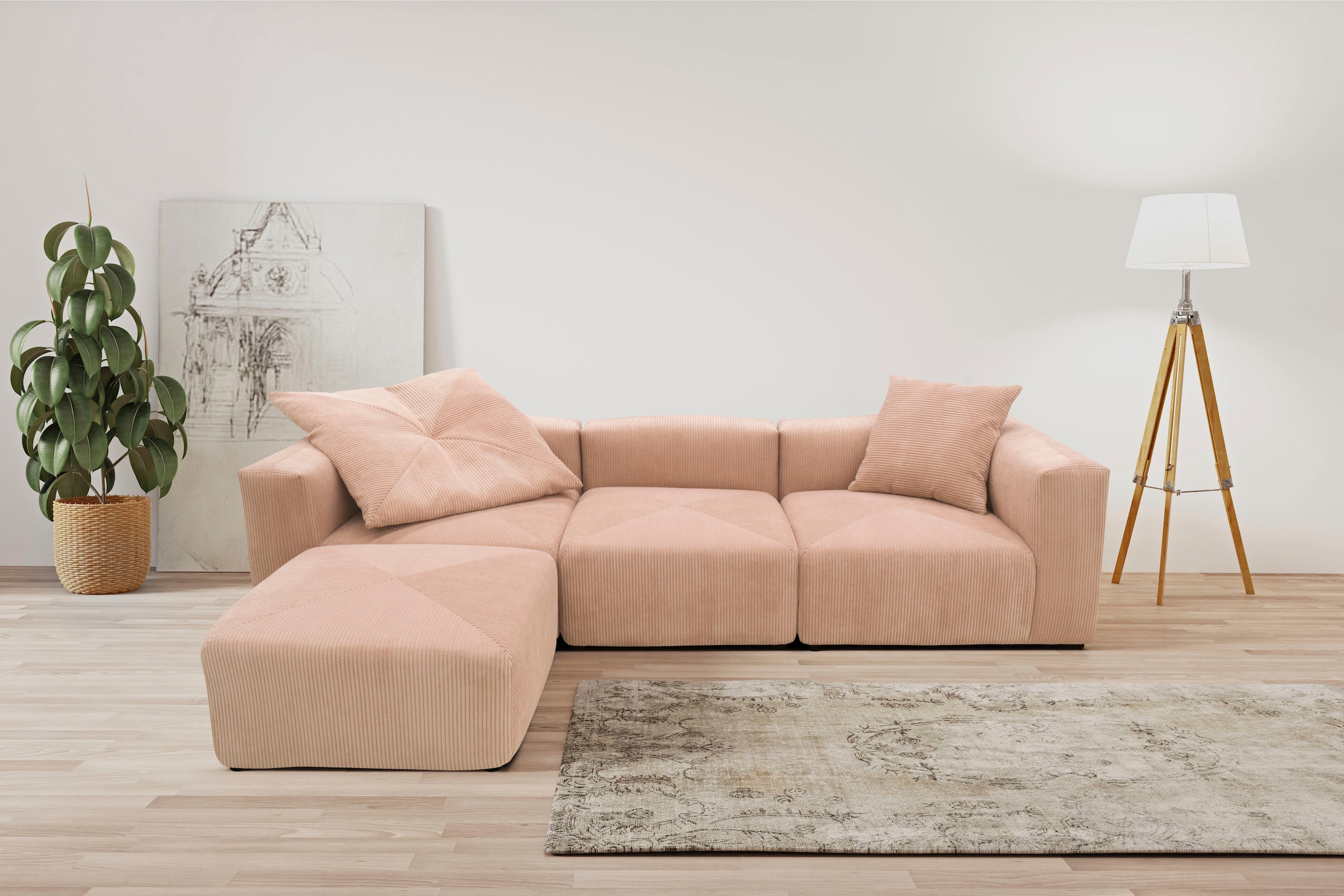Home affaire Ecksofa "Gerrid L-Form" Cord-Bezug, Modulsofa, bestehend aus E günstig online kaufen