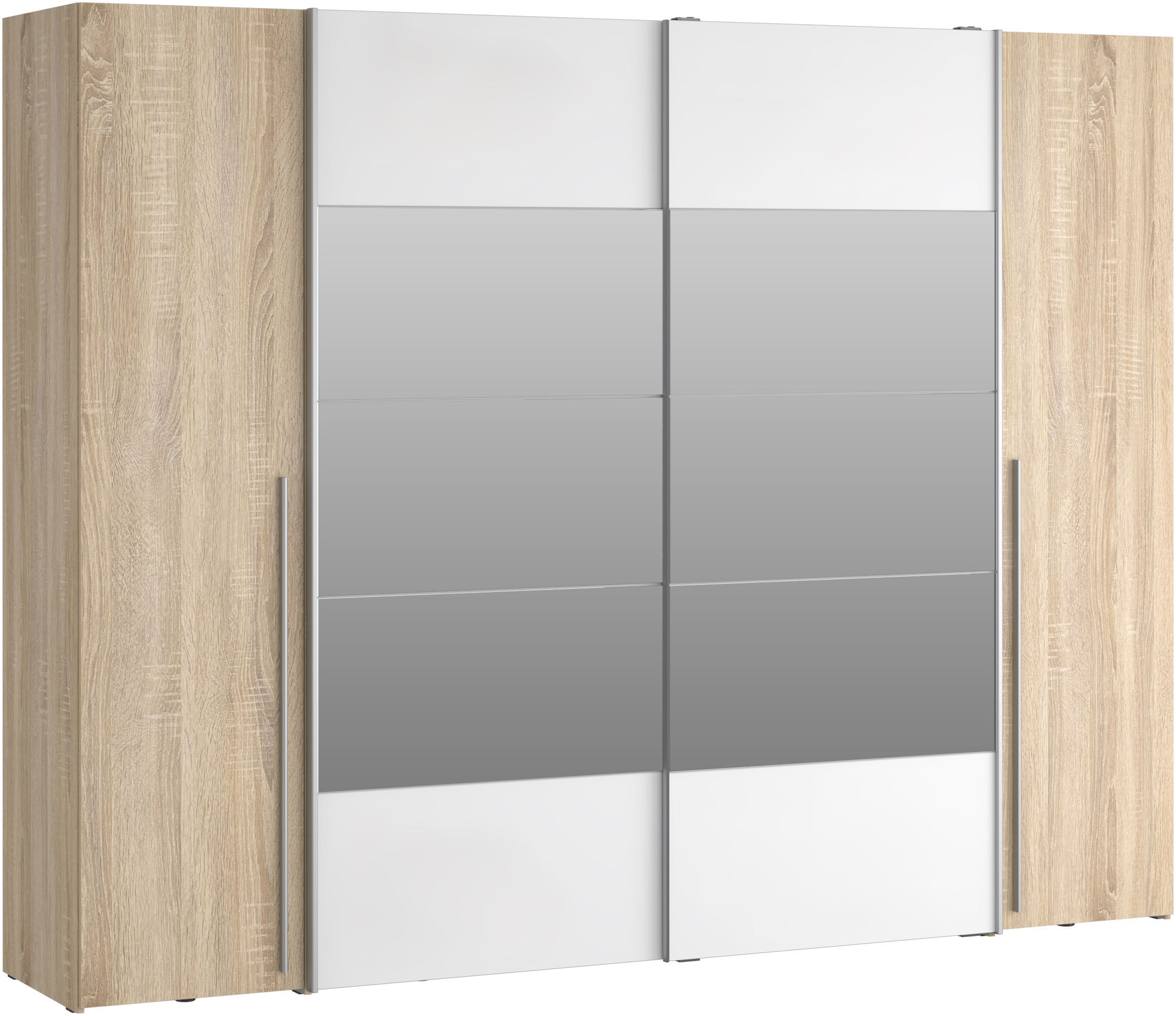 FORTE Kleiderschrank »Narago, Kombischrank mit Spiegel« B/H/T ca. 270/210/61cm,  Schwebetüren in Kombination mit Drehtüren, Made in Europe