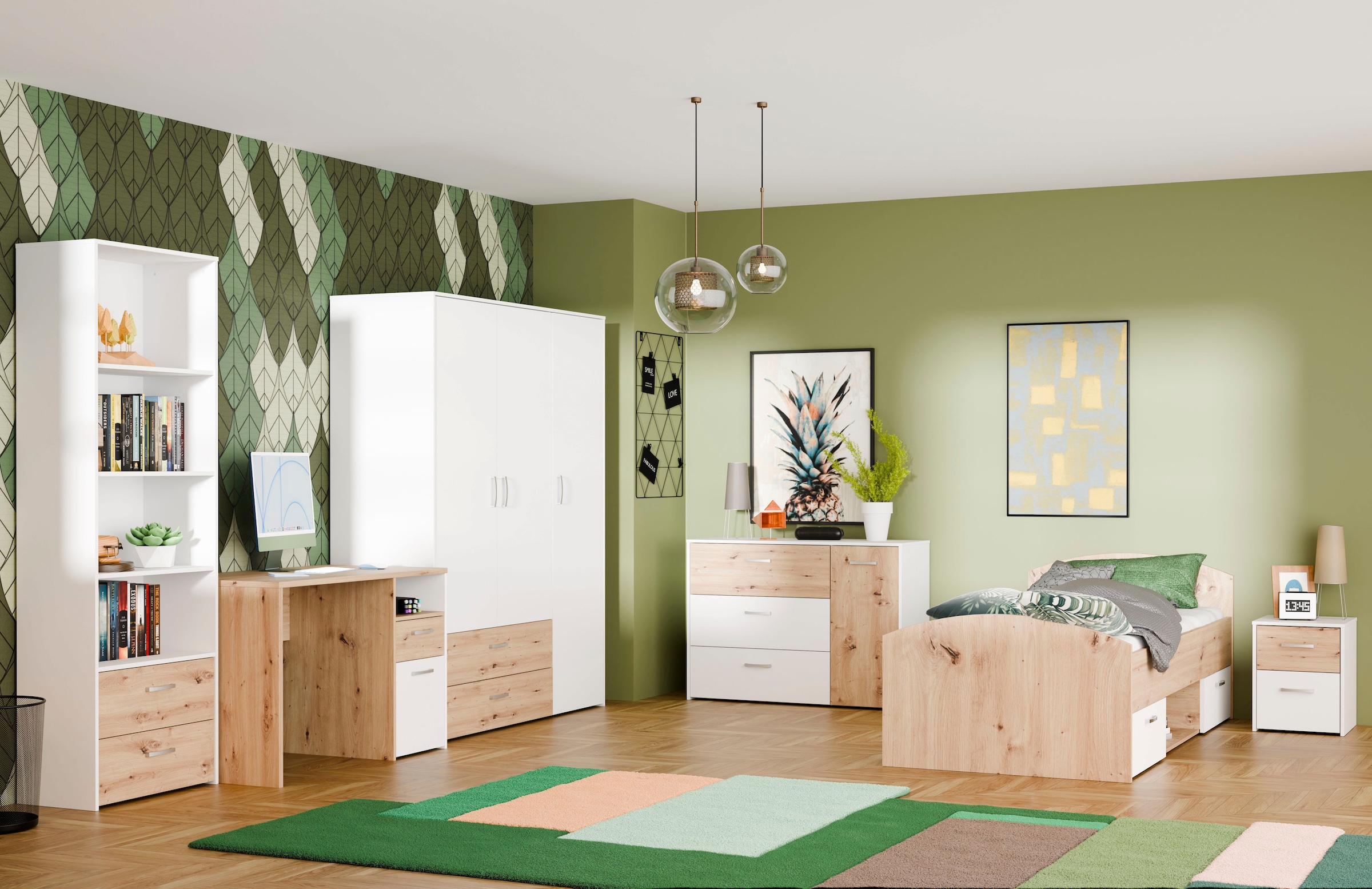 FORTE Stauraumbett »Culgoa«, Jugendbett, Stauraum, Schubkasten, modernes Dekor, pflegeleicht