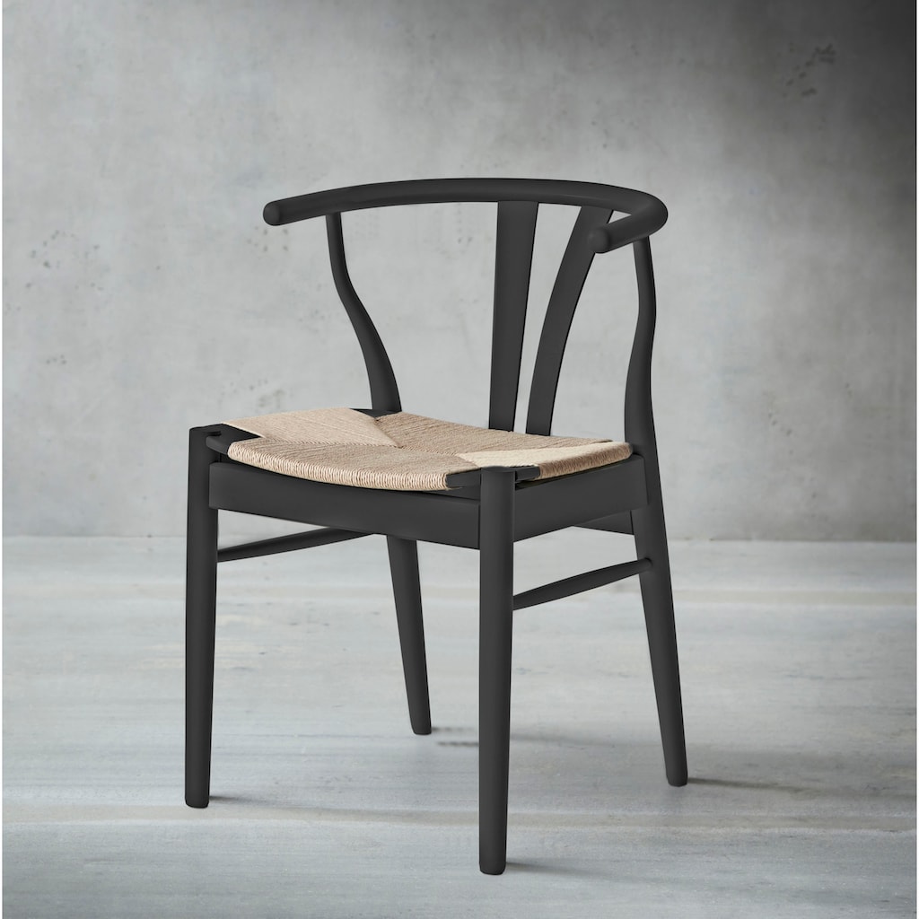 Hammel Furniture Holzstuhl »Findahl by Hammel Freja«, (Set), 2 St., aus schwarz lackierter Buche, mit Flechtsitz. Dänische Handwerkskunst