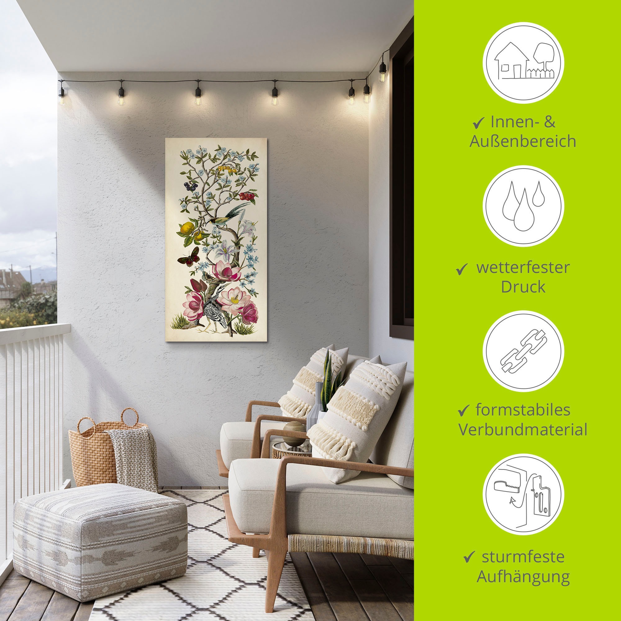 Artland Wandbild »Chinoiserie Natur II«, Pflanzen, (1 St.), als Alubild, Outdoorbild, Leinwandbild, Wandaufkleber, versch. Größen