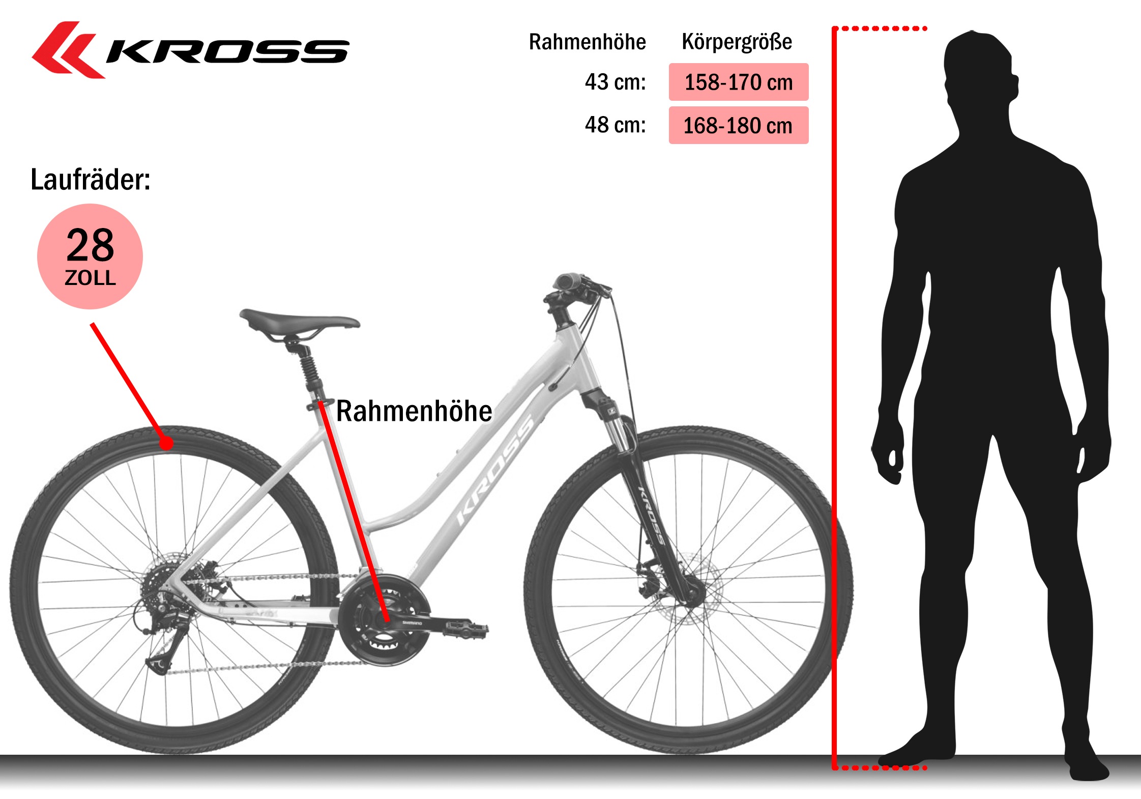 Kross Crossrad »Evado 3.0« 16 Gang Shimano ACERA M3020 Schaltwerk Kettenschaltung