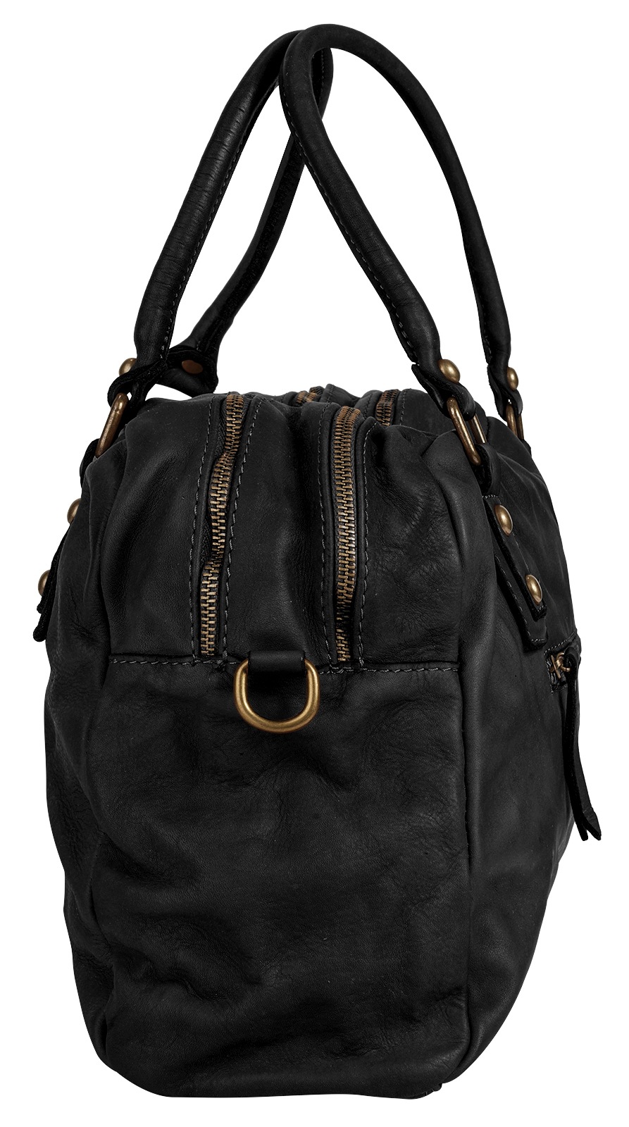 Shopper SAMANTHA LOOK, Damen, Gr. B/H/T: 37cm x 26cm x 13cm onesize, schwarz, Leder, leicht glänzend, unifarben, Taschen Shopper, echt Leder, Made in Italy 3