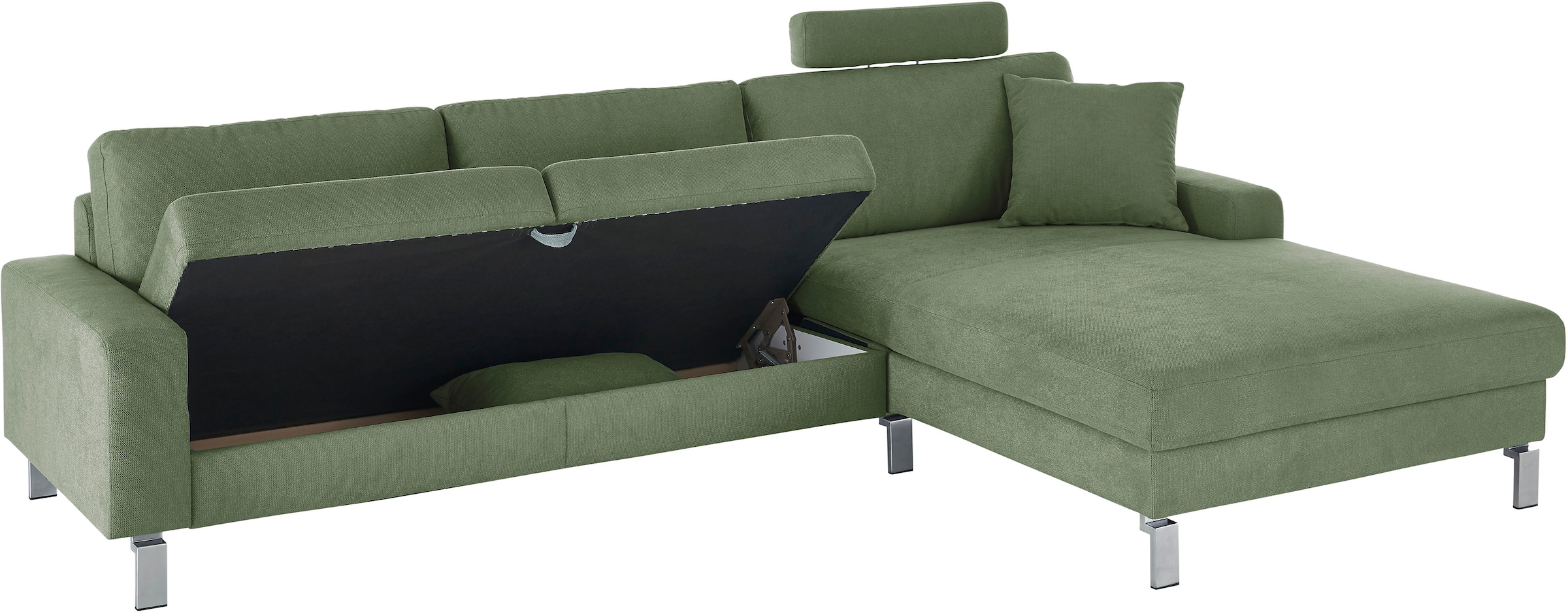 3C Candy Ecksofa »Lecce, wahlweise PUR-Schaumstoff oder Tonnentaschenfederkern«, Bett im 2,5-Sitzer, teilmotorische Schlaffunktion im Longchair, L-Form