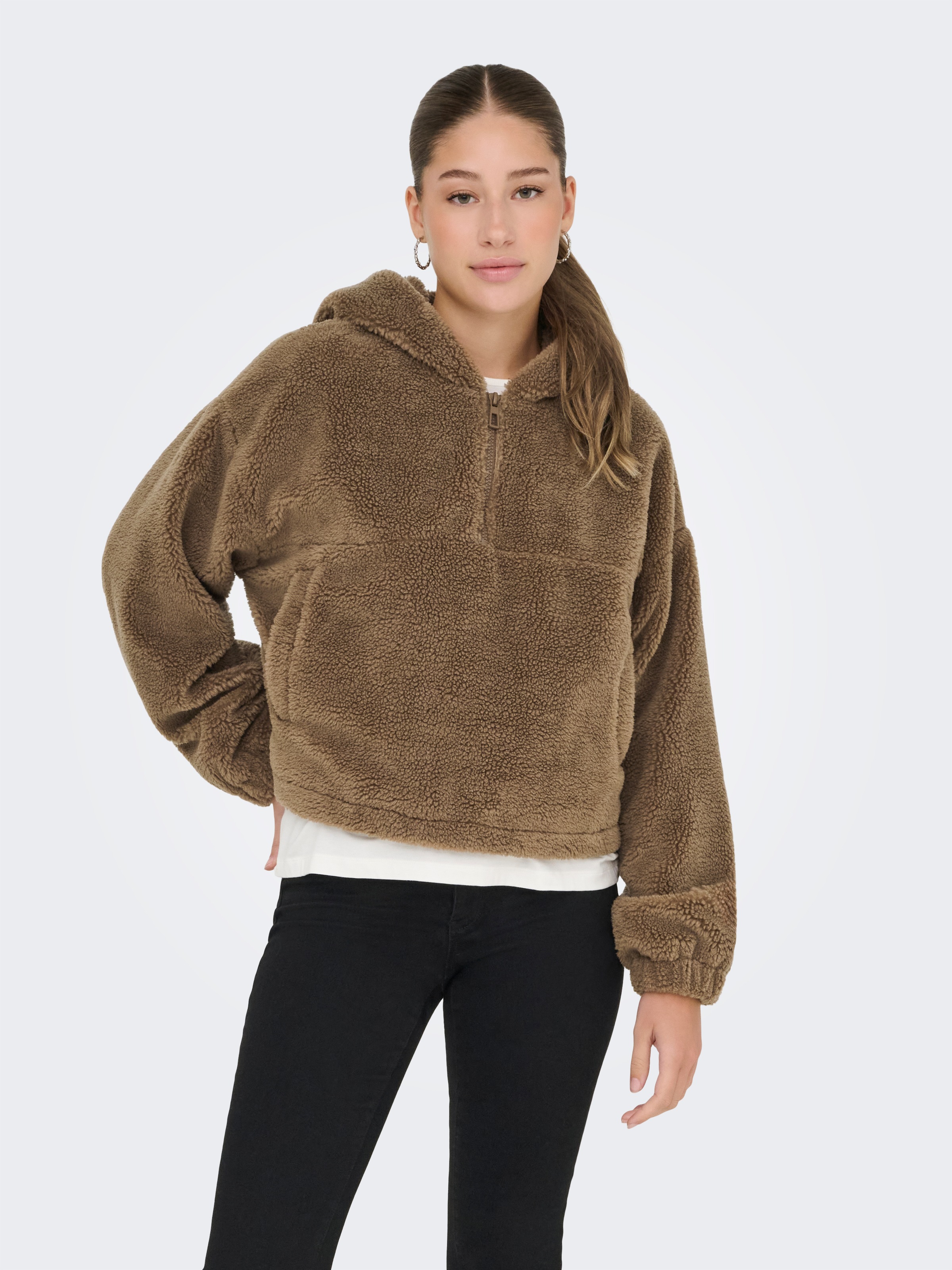 ONLY Fleecejacke "ONLSIENA TEDDY ANORAK LIFE CC OTW" mit Kapuze günstig online kaufen