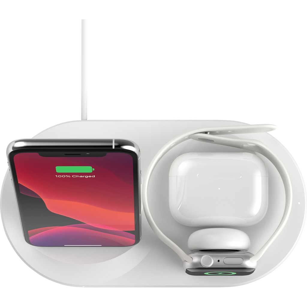 Belkin Wireless Charger »Belkin drahtloses 3-in-1 Ladegerät für iPhone, Apple Watch und AirPods«, (kompatibel für fast alle Apple iPhone, Apple Watch und AirPods)