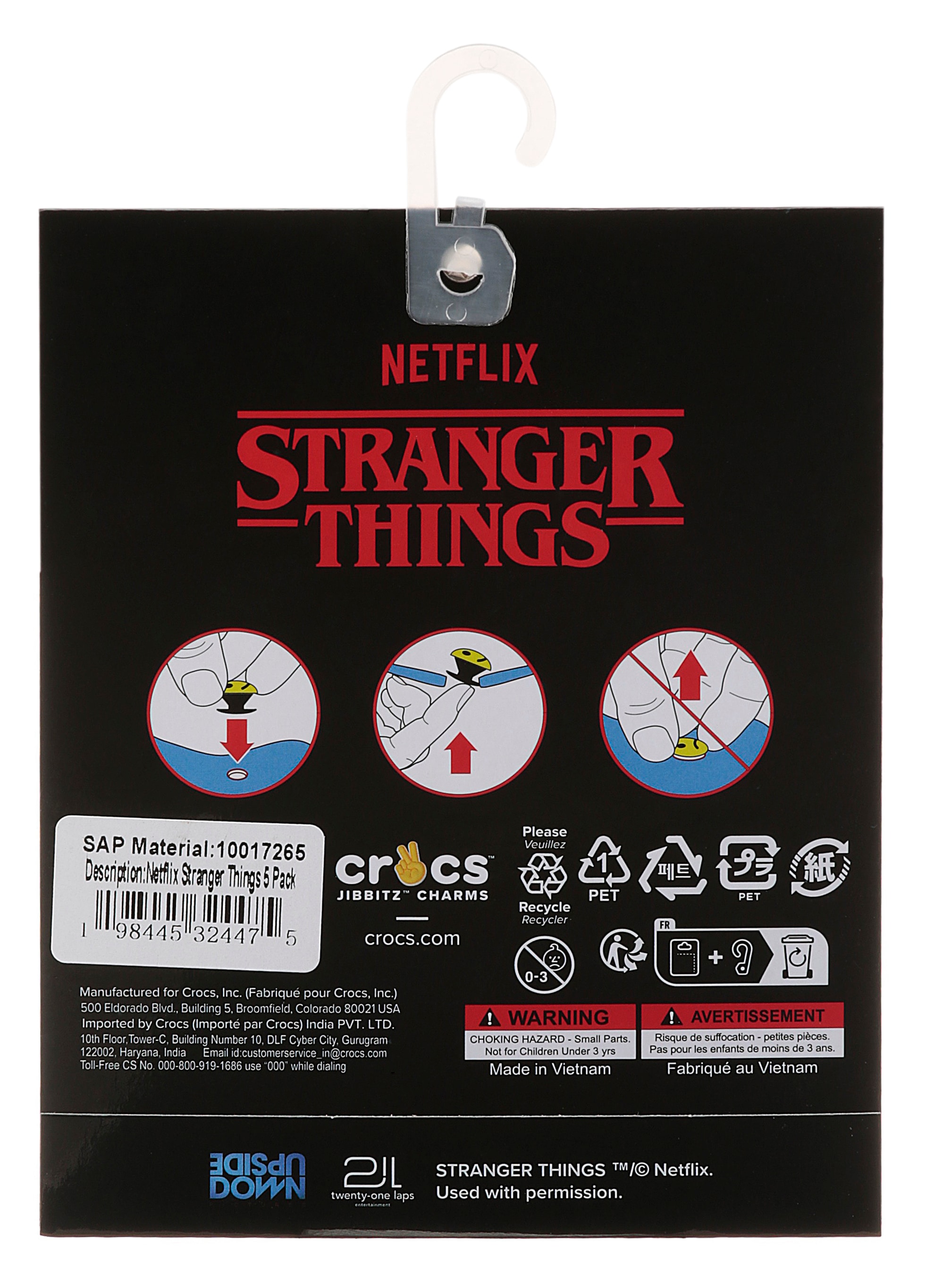 Crocs Schuhanstecker »Jibbitz™ Stranger Things Netflix« Set, Kein Spielzeug. Nicht für Kinder unter 3 Jahren geeignet, 5 Stk. tlg. Netflix Fan Anstecker, Schuh Charms