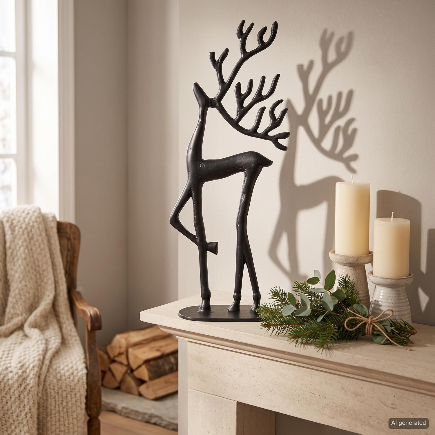 Casablanca by Gilde Tierfigur »Figur Rentier Nordy schwarz H. 52 cm«