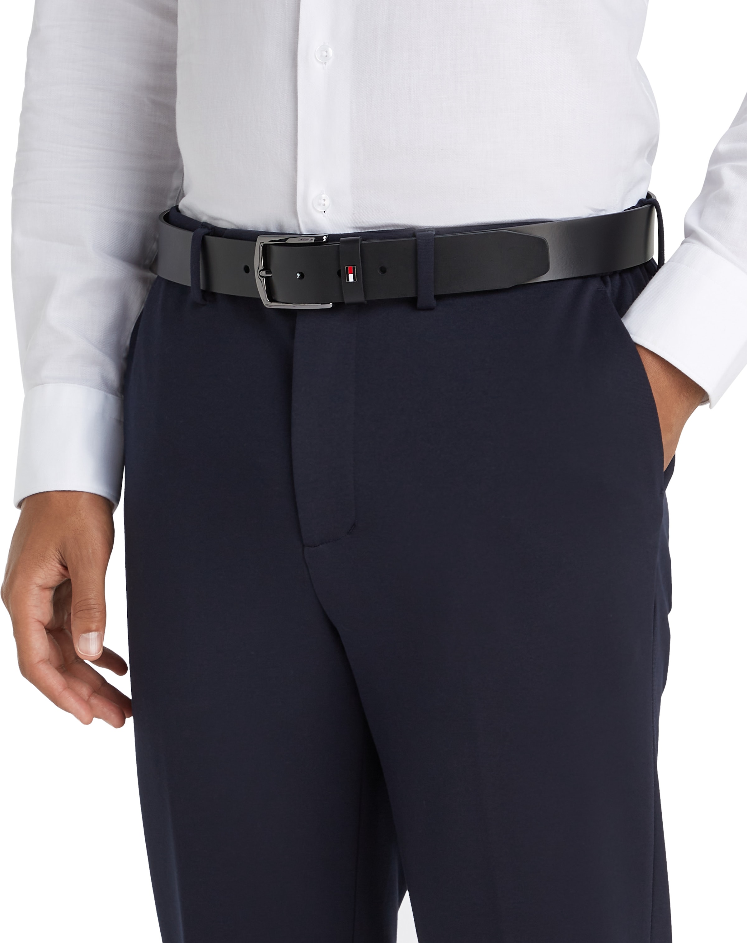 Tommy Hilfiger Ledergürtel »DENTON 3.5 EXT«, Einfachdornschließe, Metalllogo