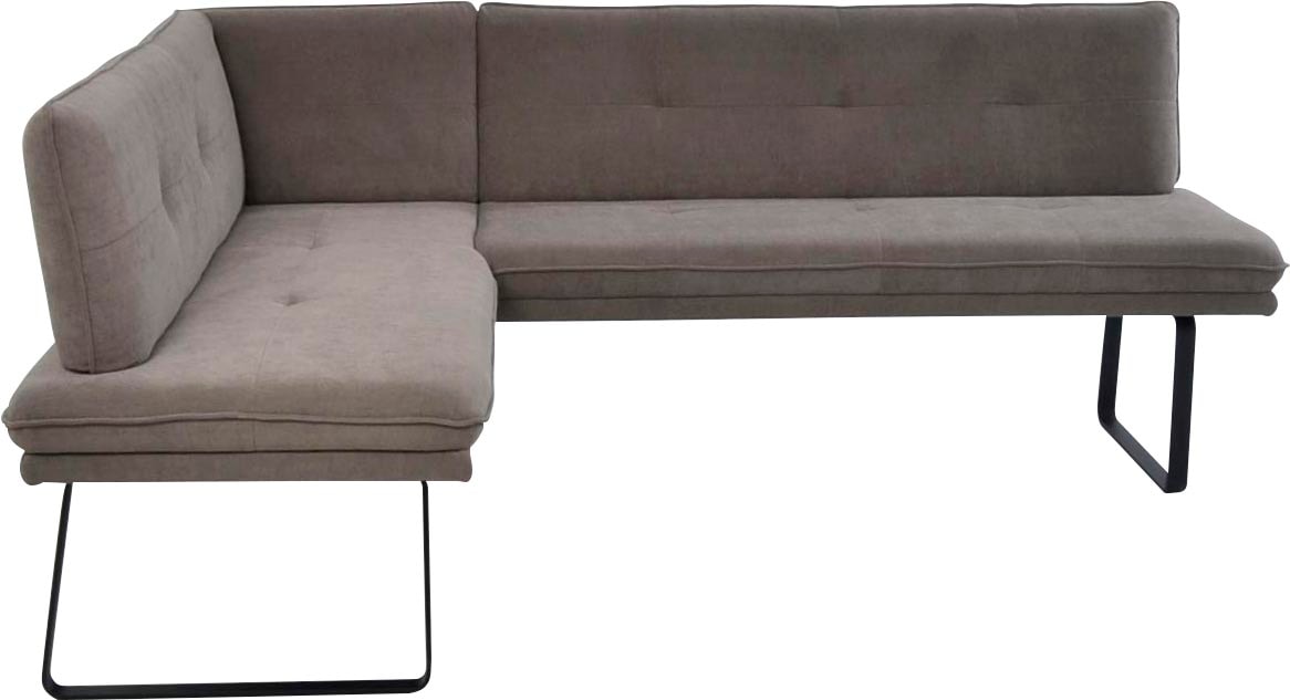 Eckbank K+W KOMFORT & WOHNEN, braun (hellbraun), B:157cm H:87cm T:207cm, Sitzbänke, Eckbank, Polstereckbank in Spitzkissenoptik, Sitz und Rücken gesteppt