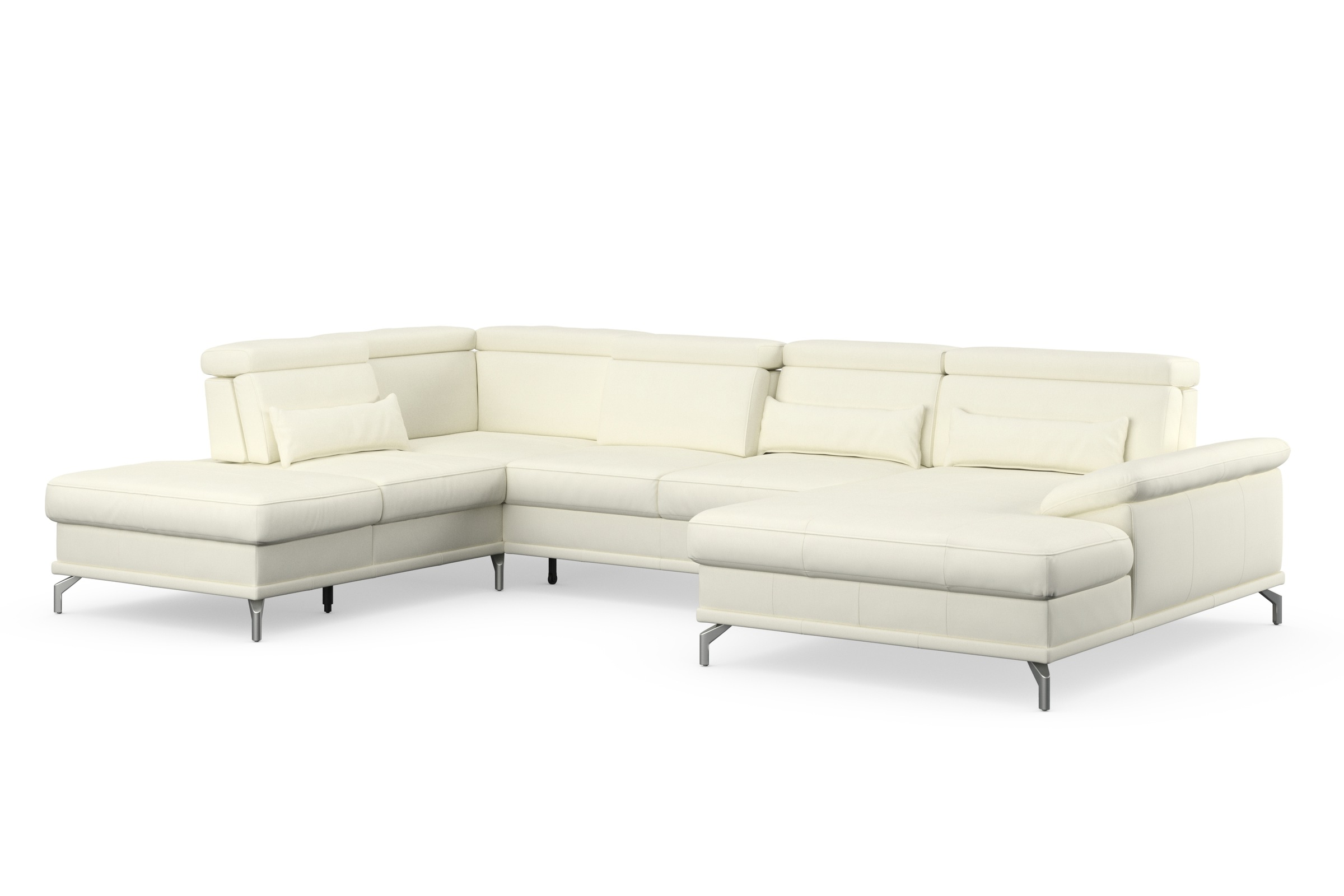 sit&more Wohnlandschaft »Cabrio U-Form, mit Sitztiefenverstellung, Arm- und Kopfteilverstellung«, 3 Nierenkissen, Federkern, optional Bettfunktion und Stauraum