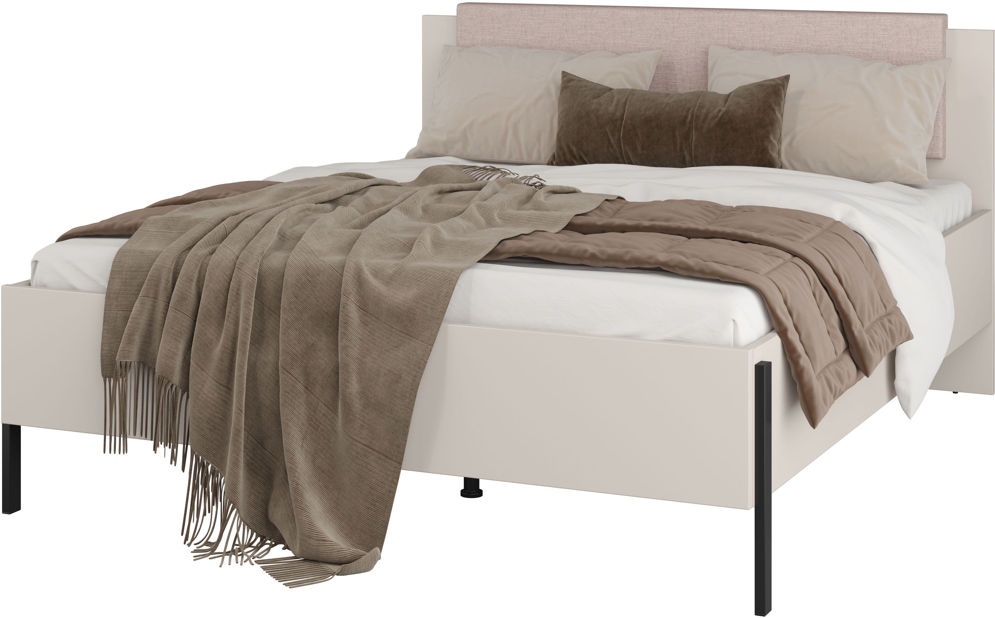 Thumbnail - Home affaire Bett "Jukon, mit gepolstertem Kopfteil, Füße aus Metall, modernes Design", (3 Breiten:100cm, 160cm und 180c...