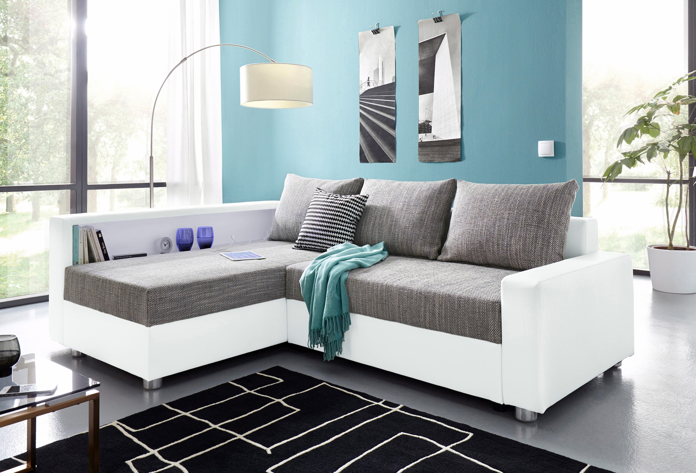 COLLECTION AB Ecksofa »Relax L-Form«, inklusive Bettfunktion, Federkern, wahlweise mit RGB-LED-Beleuchtung