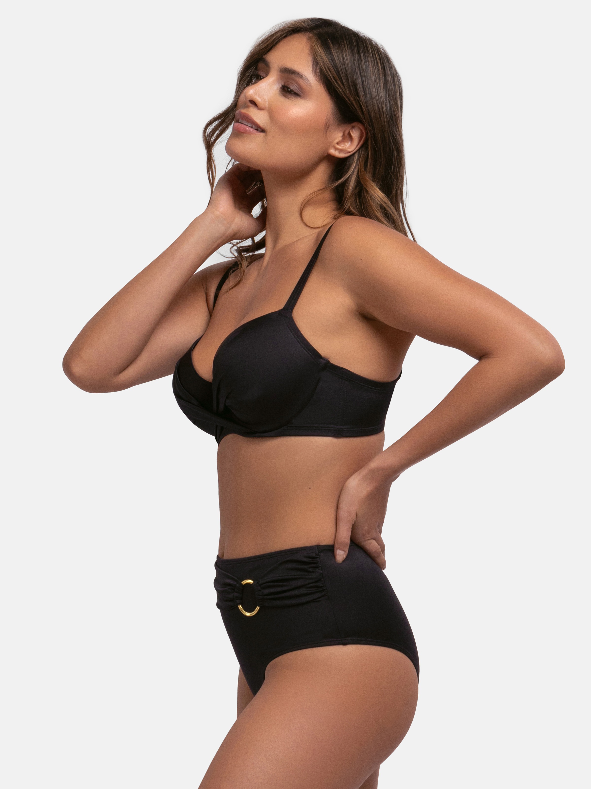 Triangel-Bikini-Top DORINA "Azores", Damen, Gr. 90, Cup D, schwarz, Microfaser, Obermaterial: 71% Polyester, 16% Elasthan, 13% Polyamid, unifarben, Bikini-Oberteile, Vorgeformte Cups 3