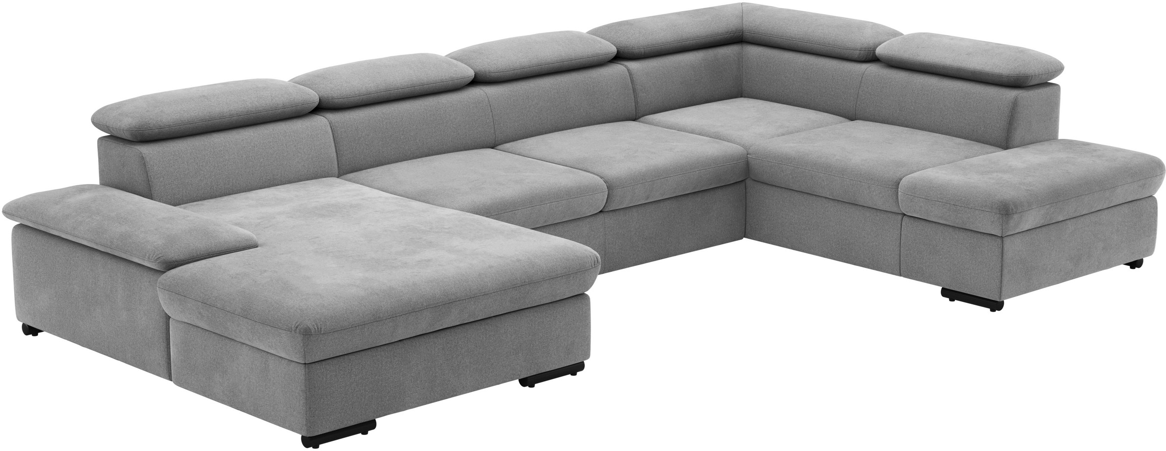 Wohnlandschaft SIT & MORE "Alcudia U-Form", grau, B:349cm H:73cm T:226cm, 100% Polyester, Sofas, Wohnlandschaft, wahlweise mit Bettfunktion 2