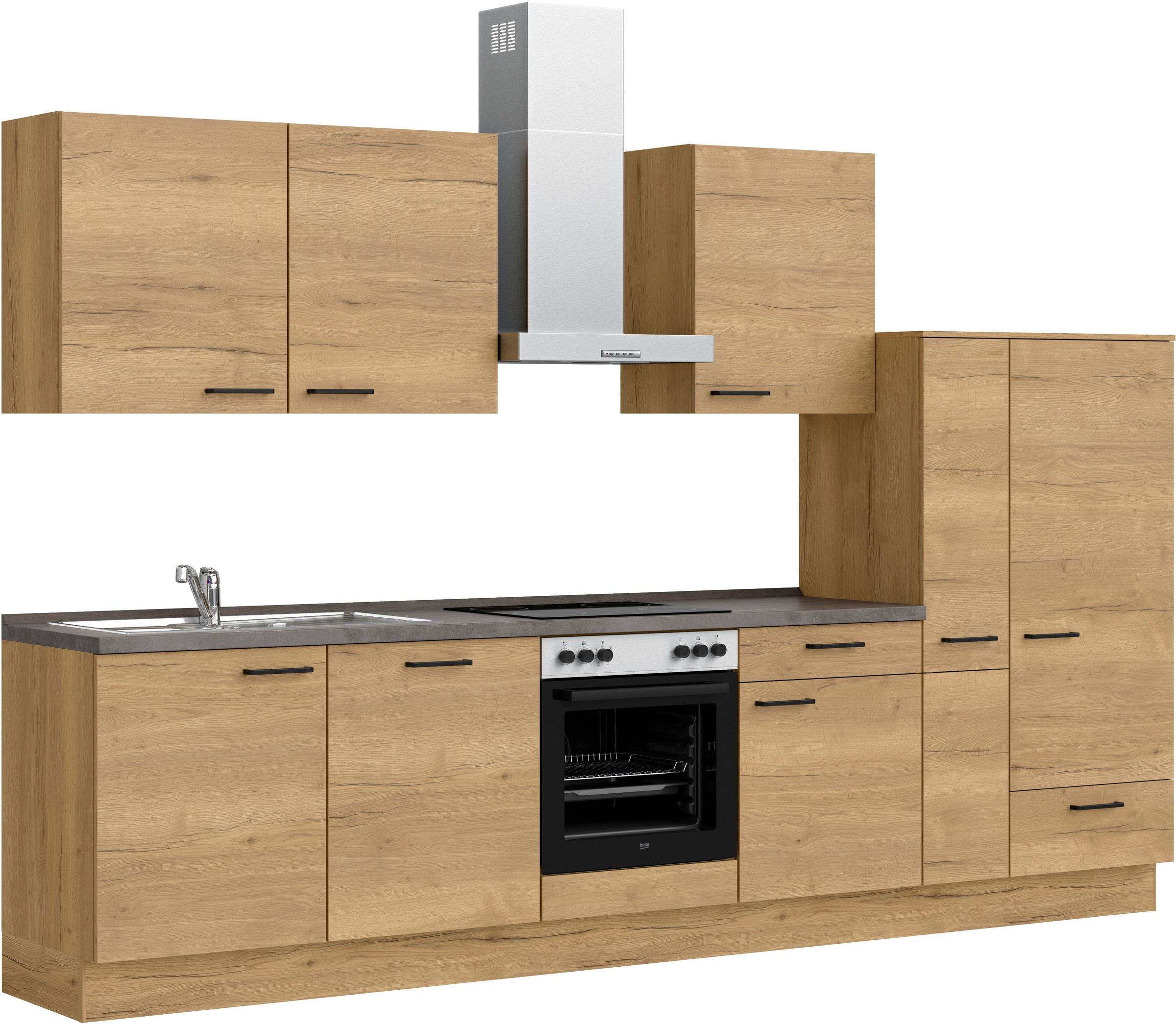 nobilia® Küchenzeile »"Structura I"«, vormontiert, Ausrichtung wählbar, Breite 330 cm, wahlw. mit E-Geräten