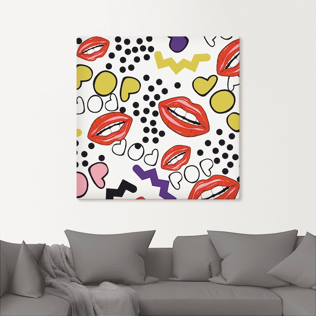 Artland Wandbild »Mund mit Pop-Art«, Muster, (1 St.), als Alubild,  Leinwandbild, Wandaufkleber oder Poster in versch. Größen bestellen | BAUR