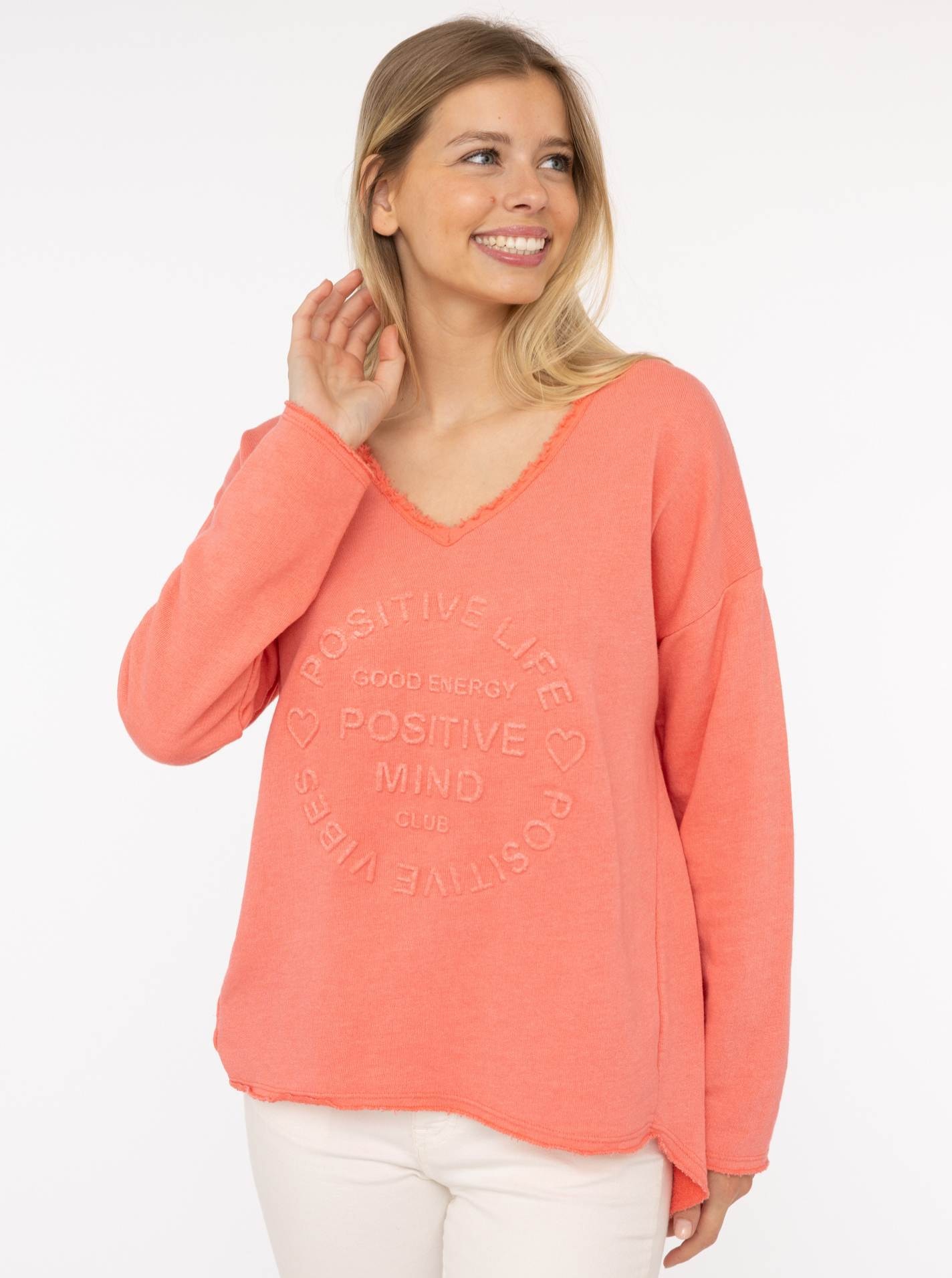 Zwillingsherz Sweatshirt ""Positive Mind"", Mit V-Ausschnitt im Used Look u günstig online kaufen