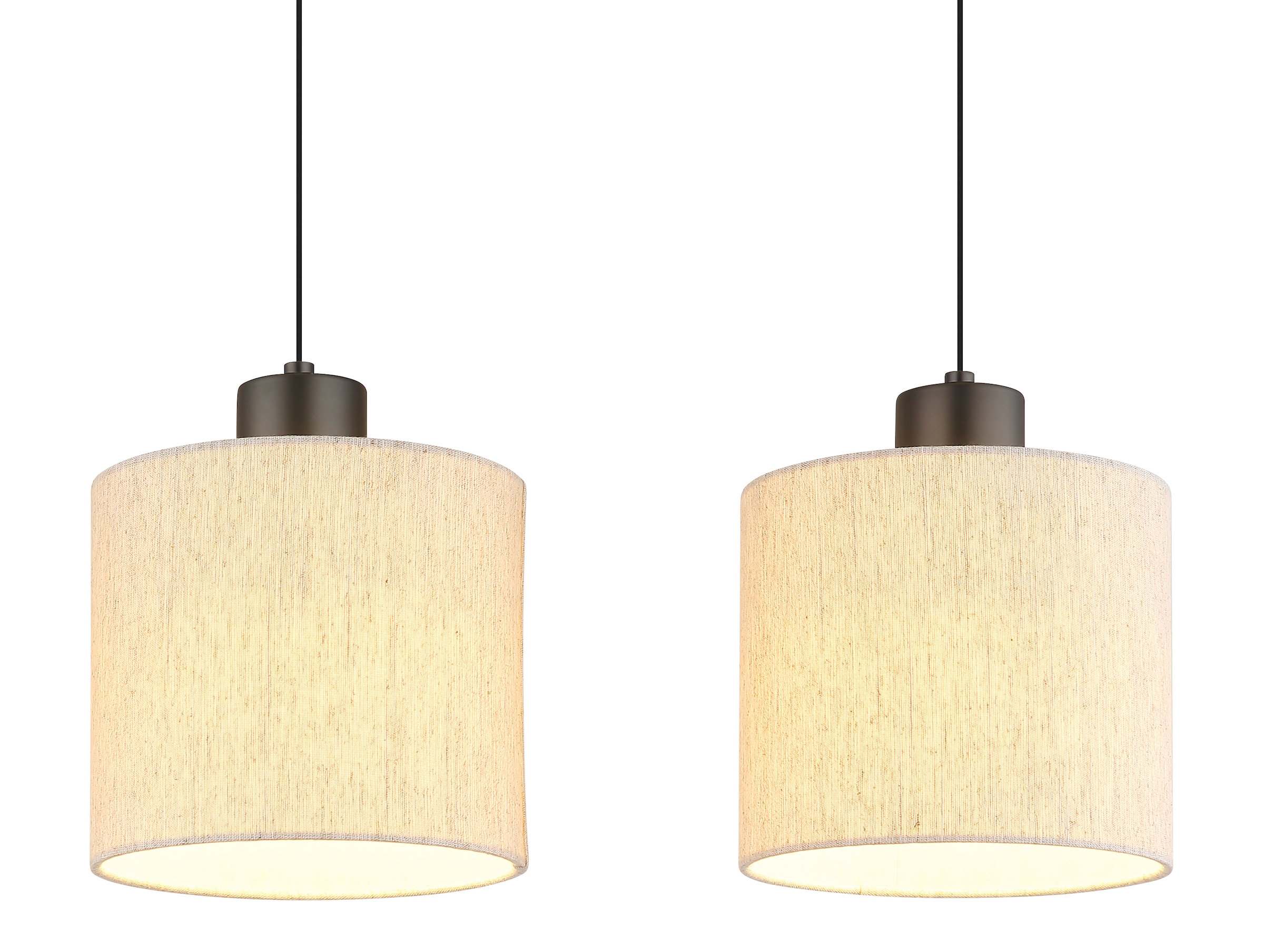 NOWA Hängeleuchte »THEA« LED-Modul 1 Stk. Warmweiß Hängelampe,schwarz,Leinen,Esstisch,eckig,Höhe verstellbar,3 Schirme