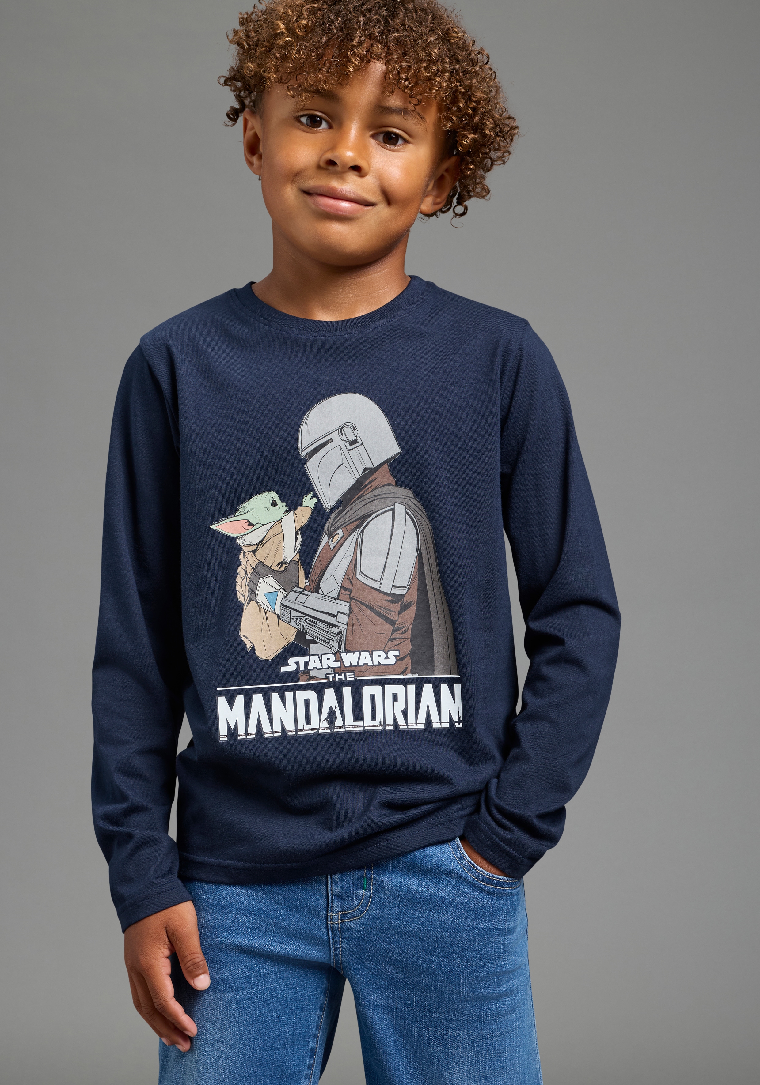 KIDSWORLD Langarmshirt "STAR WARS: MANDALORIAN Shirt, Disney" Disney-Shirt, normale Schnittform, Langarm, Basic-Stil