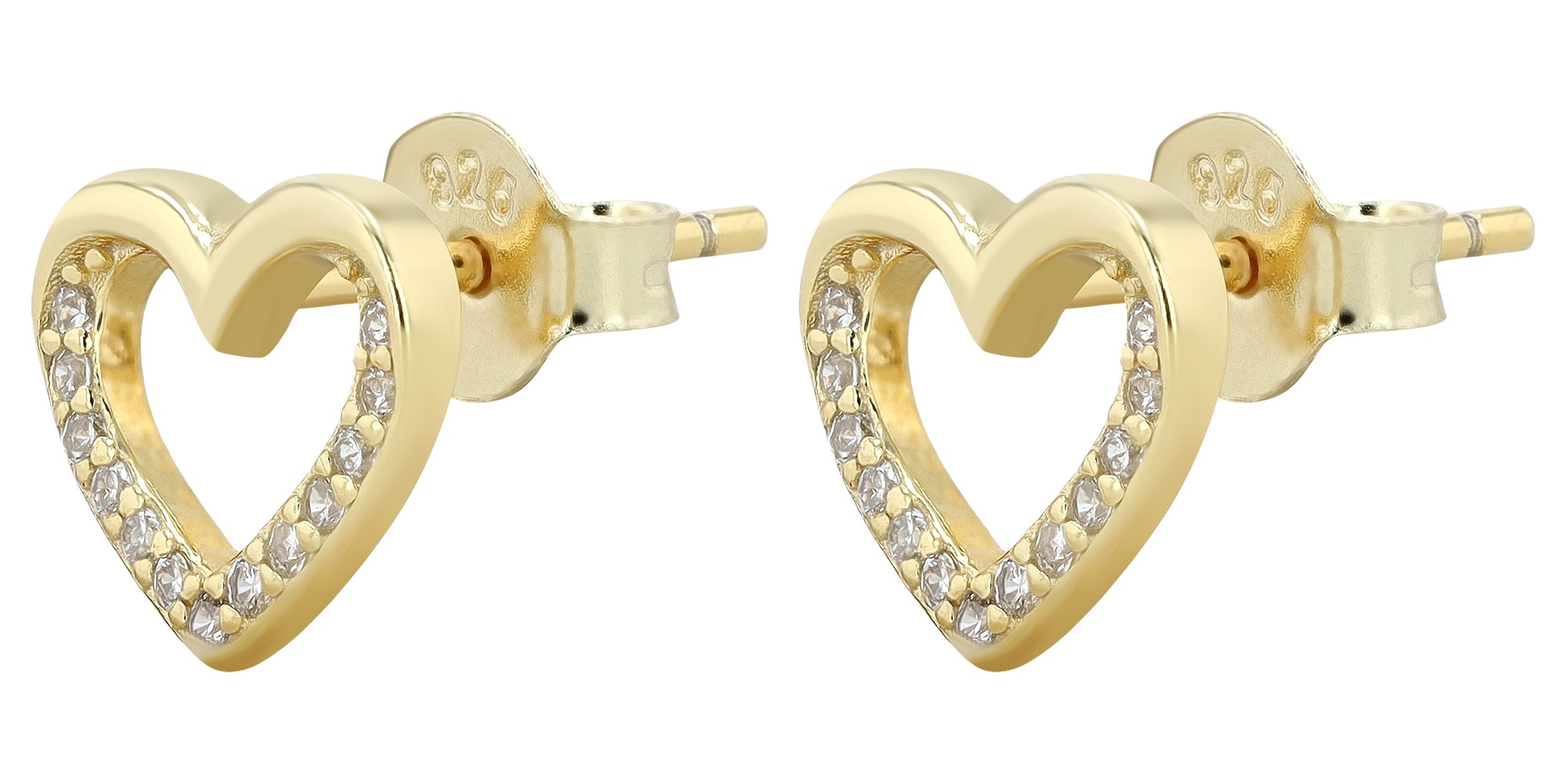 Adelia´s Paar Ohrhänger "Damen Ohrringe – Ohrstecker Herz aus 925 Silber mit Zirkonia" Eine schöne Geschenkidee für jeden Anlass