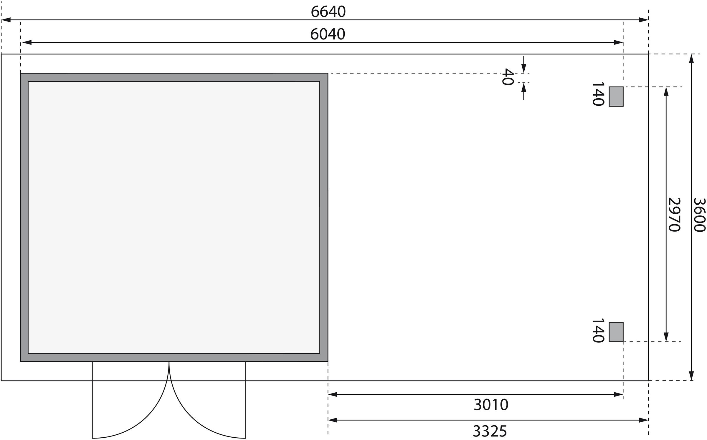 KONIFERA Gartenhaus »Perlsee 3« mit Anbaudach