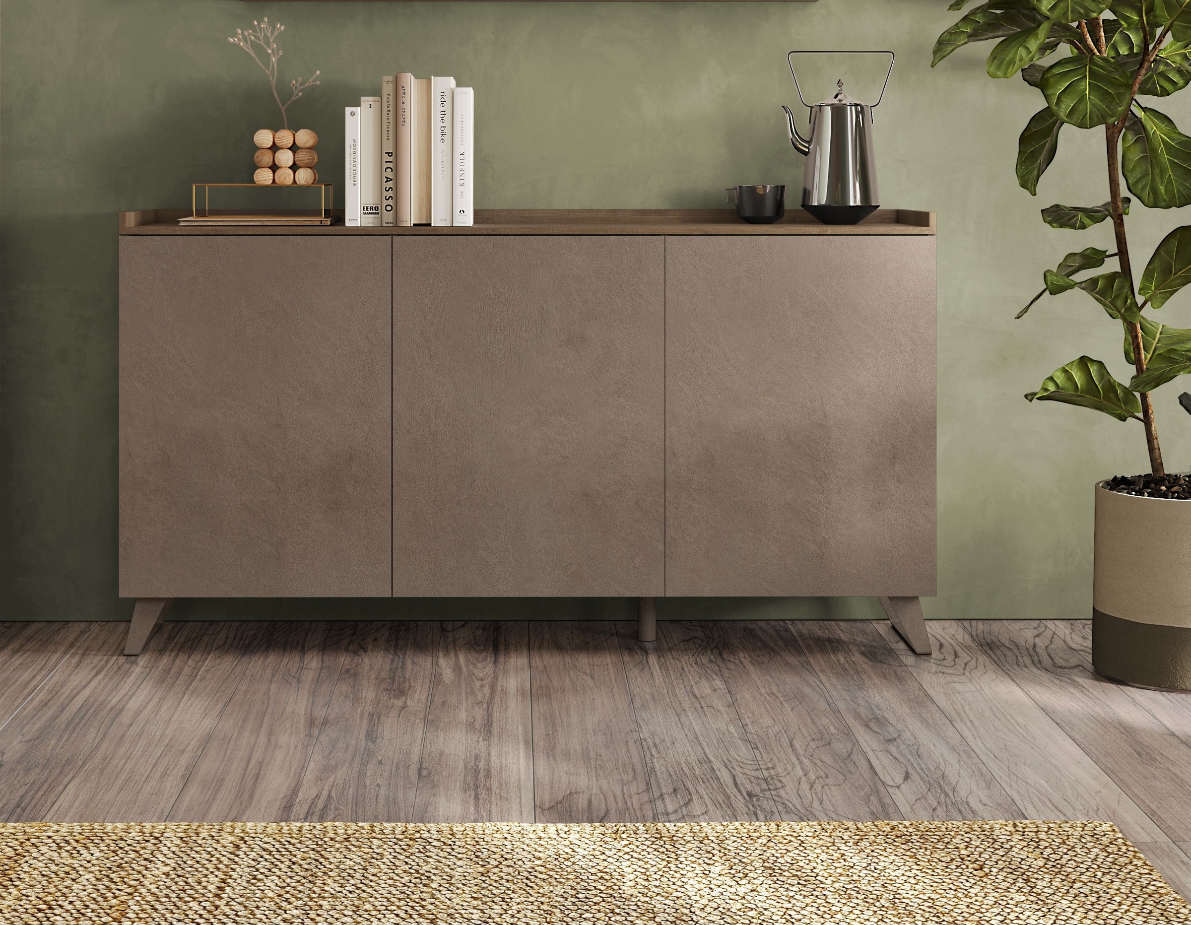 Home affaire Sideboard "Tray, Breite 181, Kommode mit 3 Türen" Top "Tablet" günstig online kaufen