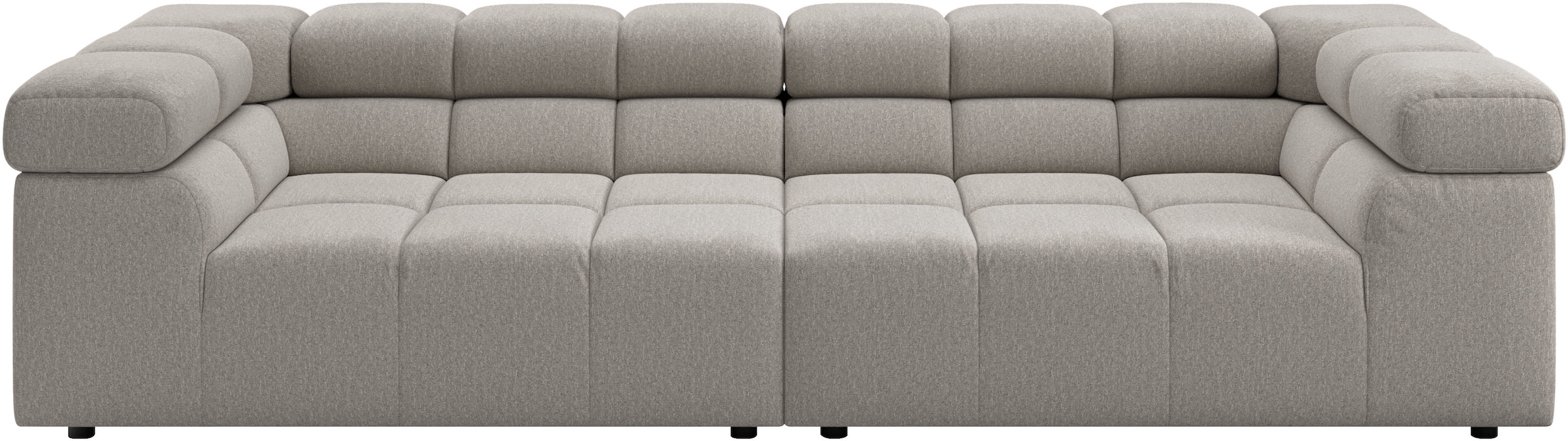 Home affaire Big-Sofa "Ancona modern, elegant, bequem, viel Platz, B/T/H: 290/110/70 cm" auffällige Steppung, inkl. 2 Zierkissen und verstellbaren Kopfstützen