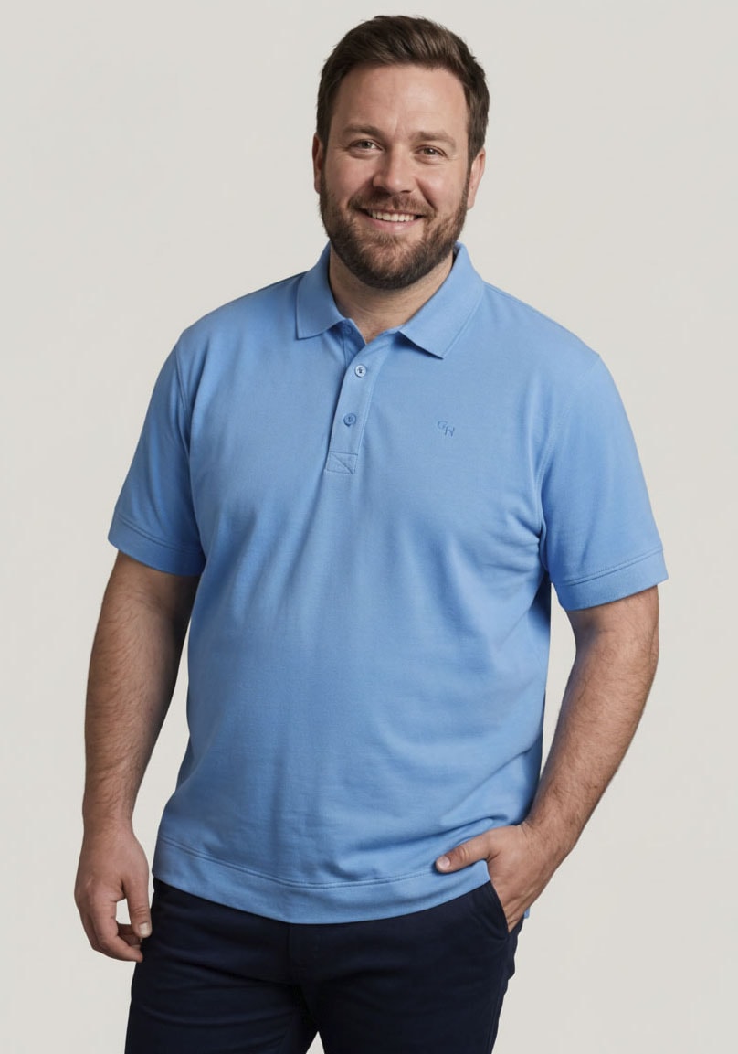 Mans World Plus Poloshirt "auch in Grosse Größen bis Gr. 7XL Bauch-Fit" Regular Fit Passform, Kurzarm, unifarben, aus Piqué-Material