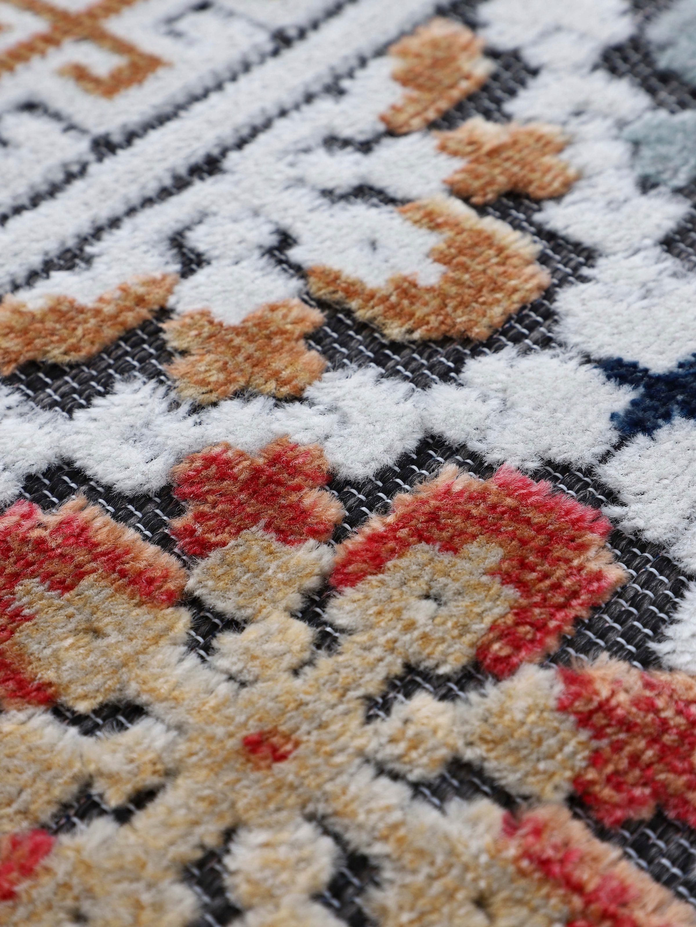 carpetfine Teppich »Deja 103«, rechteckig, 4 mm Höhe, robustes Flachgewebe, Motiv- Floral Palmenblätter, Hoch-Tief Effekt