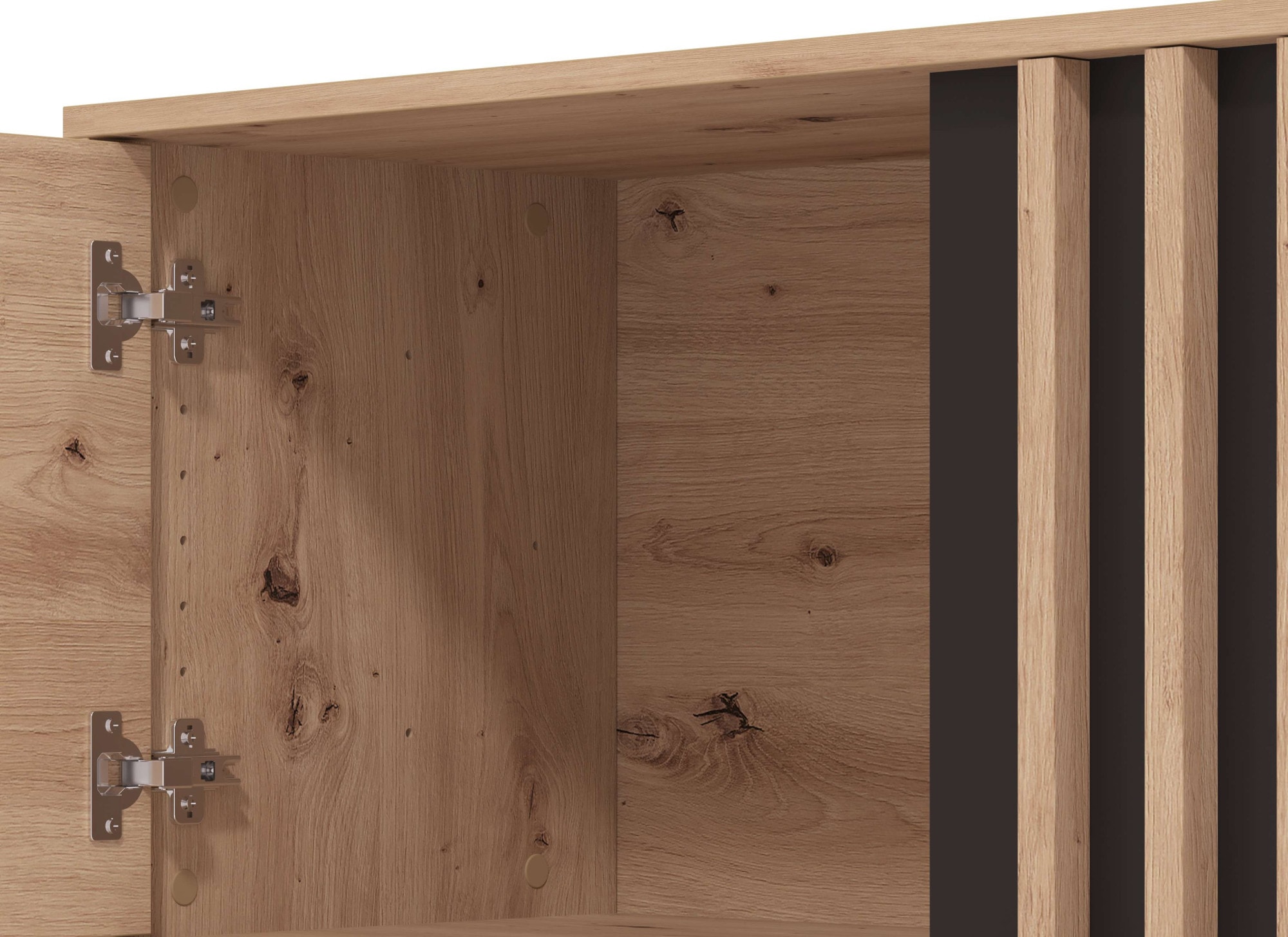 Home affaire Lowboard »LAVAL, TV-Board, TV-Kommode, TV-Schrank, TV-Unterschrank, TV-Möbel« Modernes Lowboard in Artisan-Dekor mit viel Stauraum, Lamellen-Optik