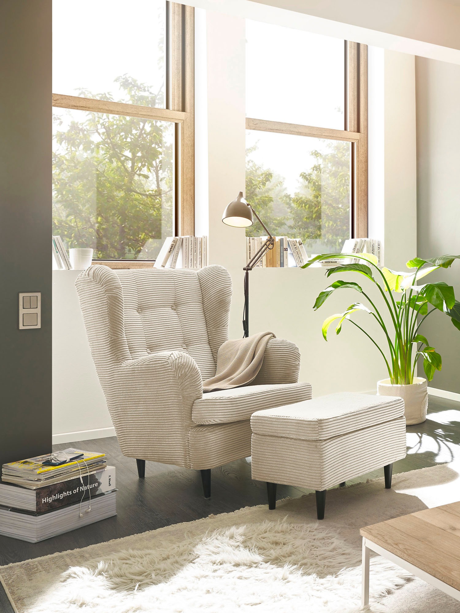 ED EXCITING DESIGN Hocker "Oskar", mit Massivholzfüßen günstig online kaufen