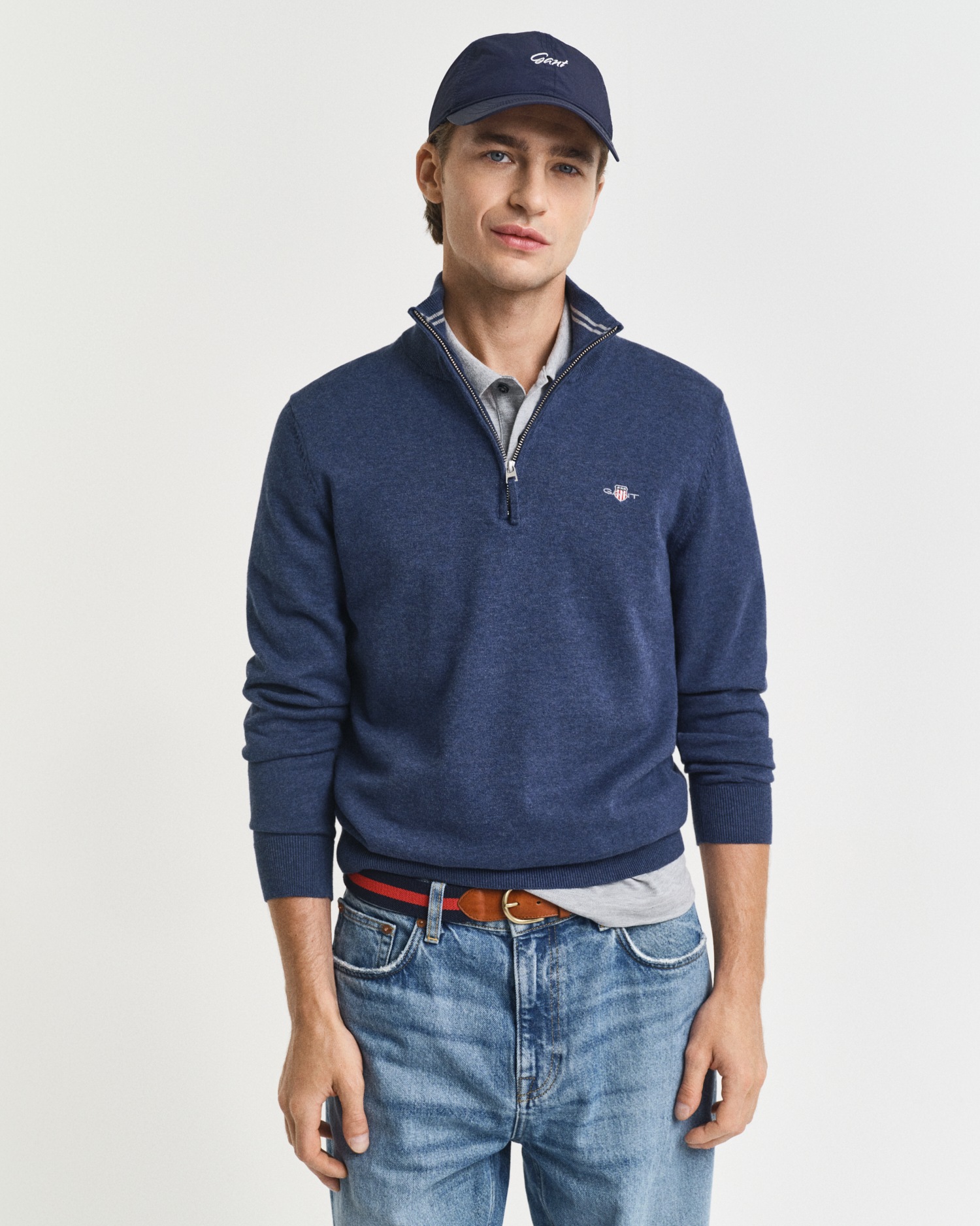 Gant Troyer "CLASSIC COTTON HALF ZIP", mit gerippten Details günstig online kaufen