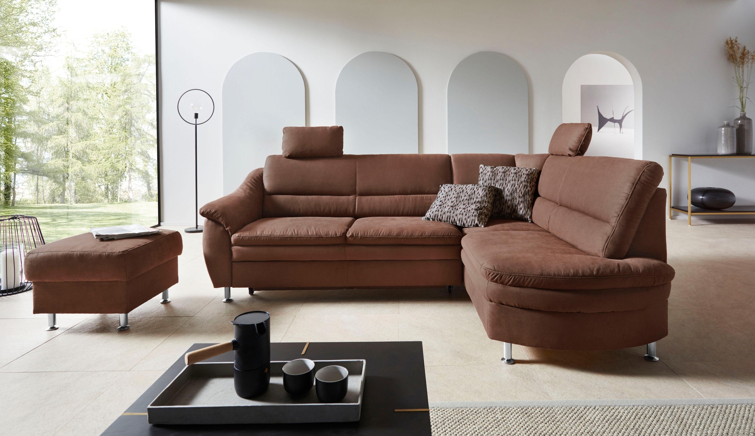 Places of Style Ecksofa "Cardoso L-Form", Federkern, wahlweise mit Bett, Sc günstig online kaufen