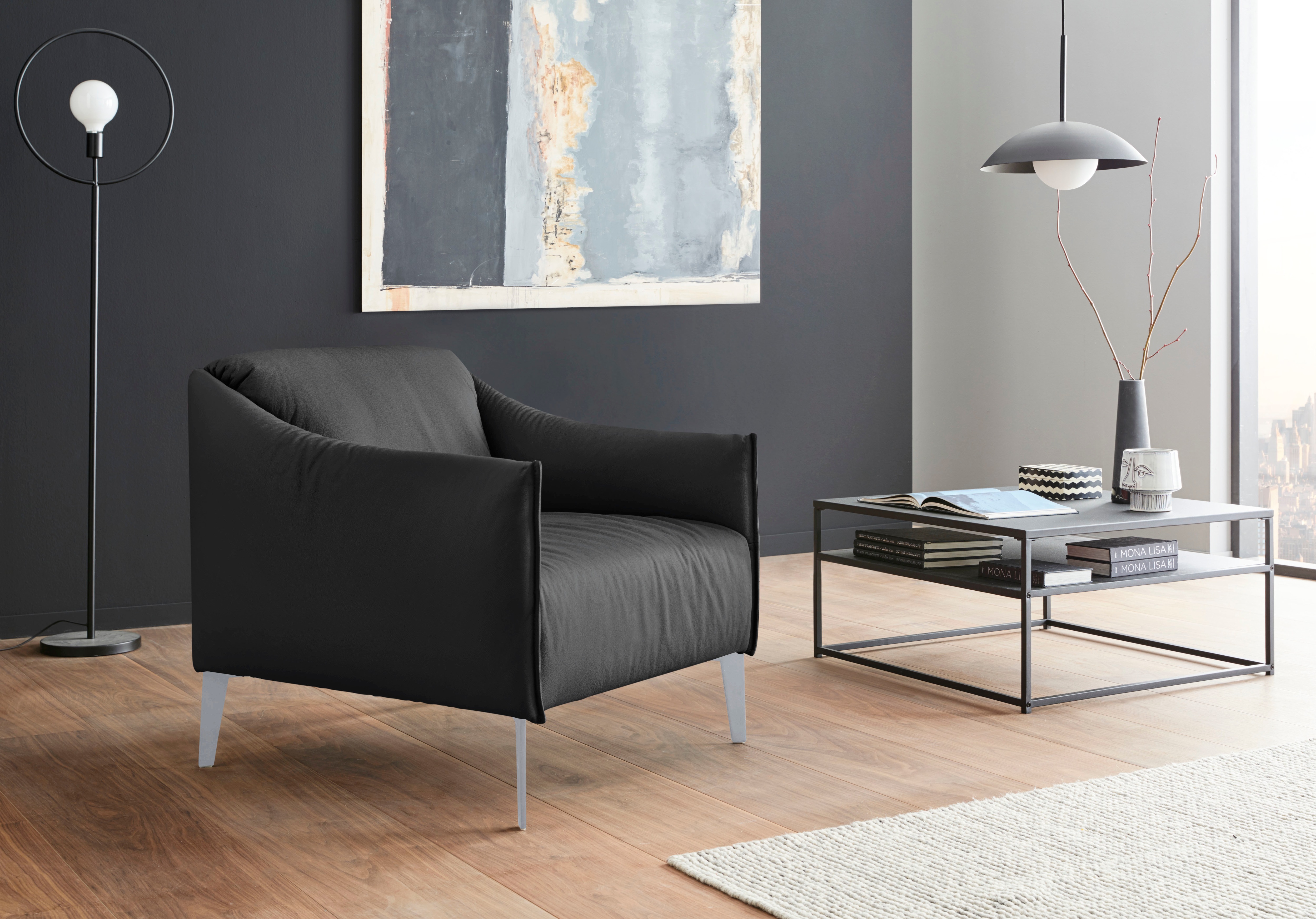 W.SCHILLIG Cocktailsessel "sally Designsessel, zeitlos und bequem, tolle Verarbeitungsdetails" mit Metall-Winkelfüßen in Silber matt