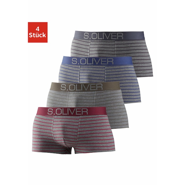 s.Oliver Boxershorts, (Packung, 4 St.), in Hipster-Form mit  kontrastfarbenem Webbund | BAUR